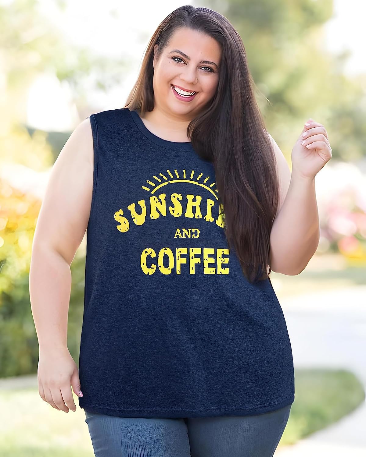 Women's Graphic Print Tank Top, Navy Loose Fit