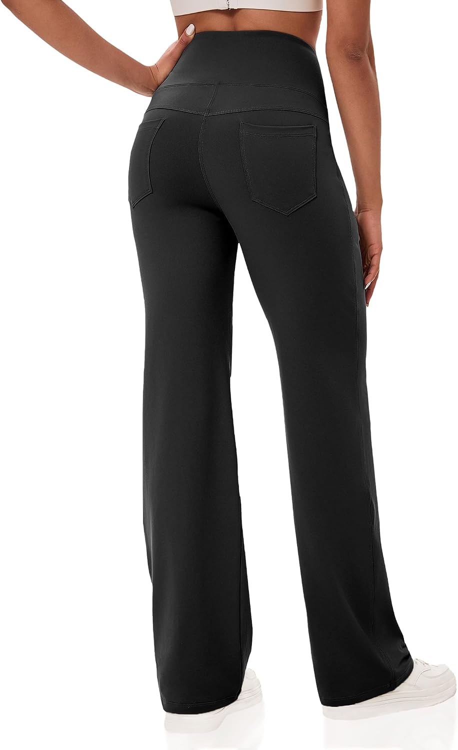 Women's High Waist Straight Leg Yoga Pants with Pockets