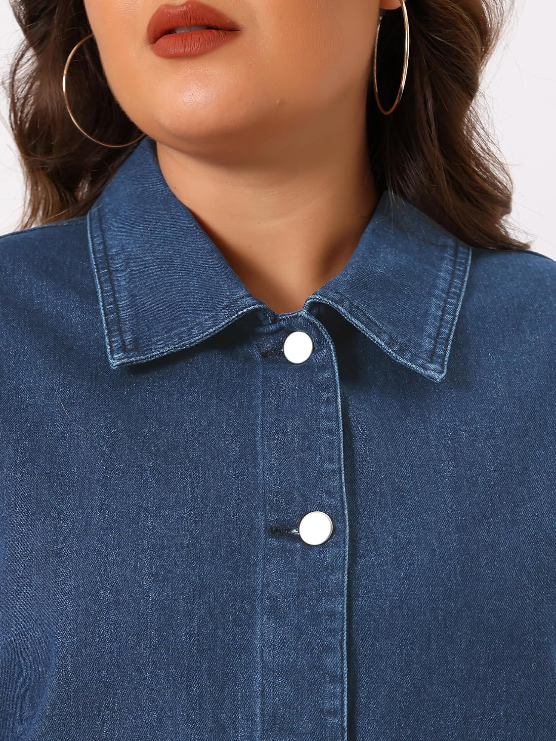 Women's Plus Size Vintage Washed Denim Shirt Jacket Women's Plus Size Vintage Washed Denim Shirt Jacket