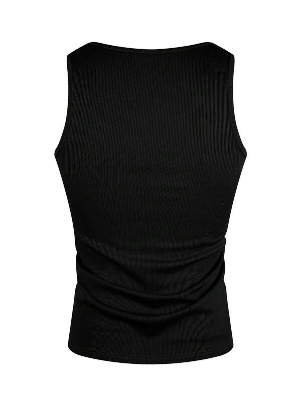Herren-Tanktop mit Rundhalsausschnitt und strukturiertem Buchstabenmuster in schmaler Passform Herren-Tanktop mit Rundhalsausschnitt und strukturiertem Buchstabenmuster in schmaler Passform