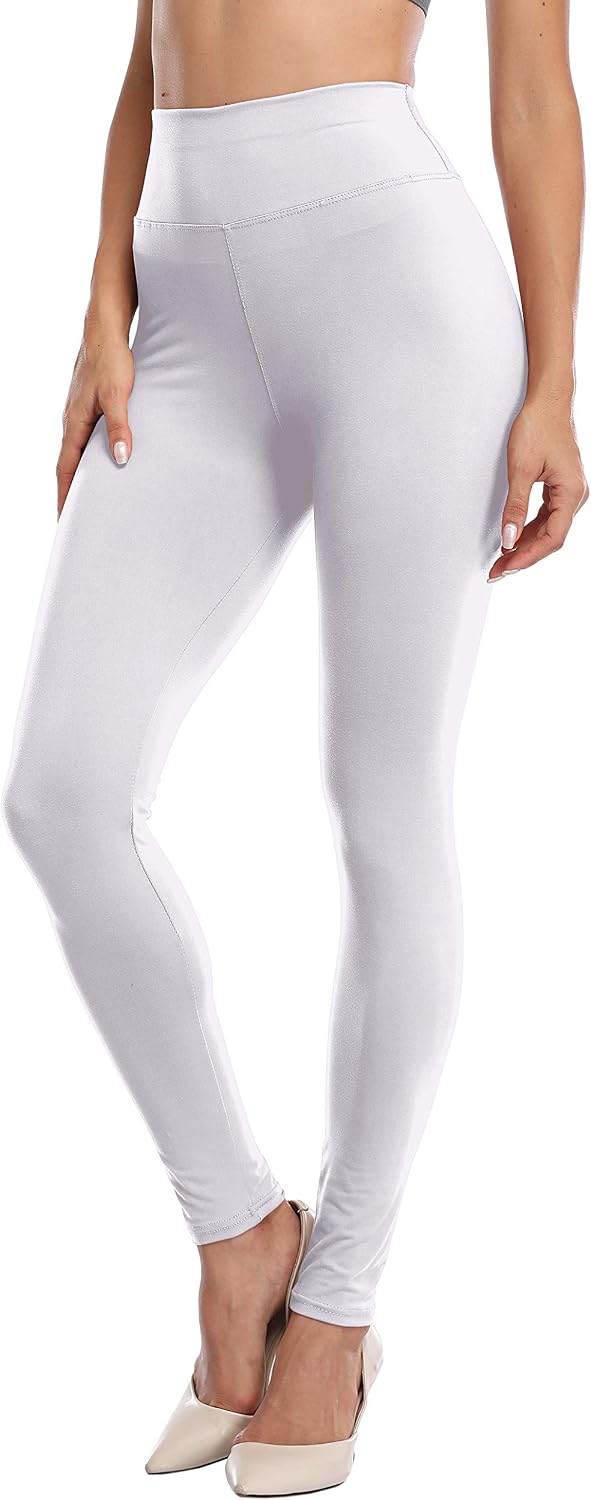 Women's High Waist Stretchy Full Length Leggings (White)