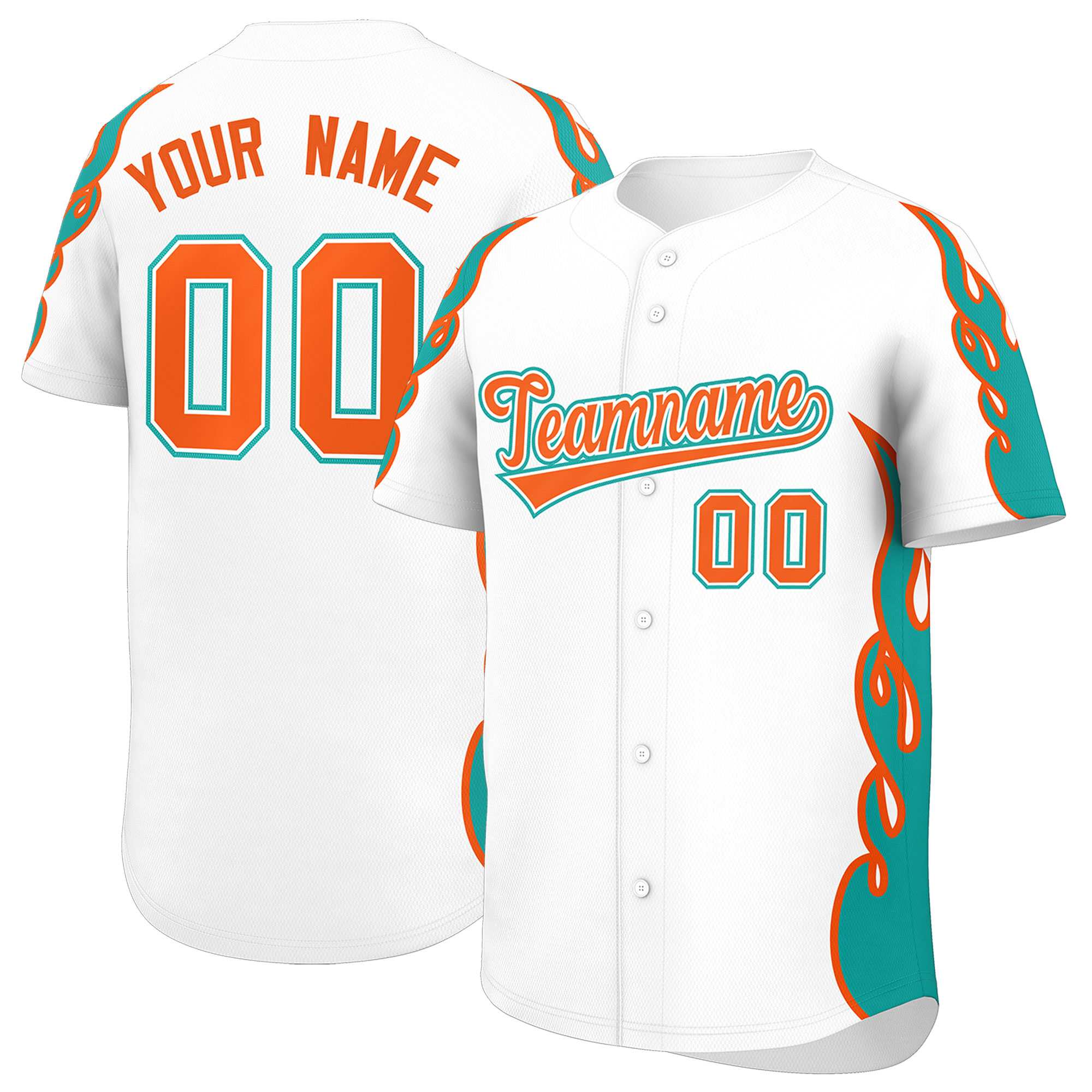 Benutzerdefiniertes Baseball-Trikot mit Seitenflammen-Umrissmuster für Sportuniformen