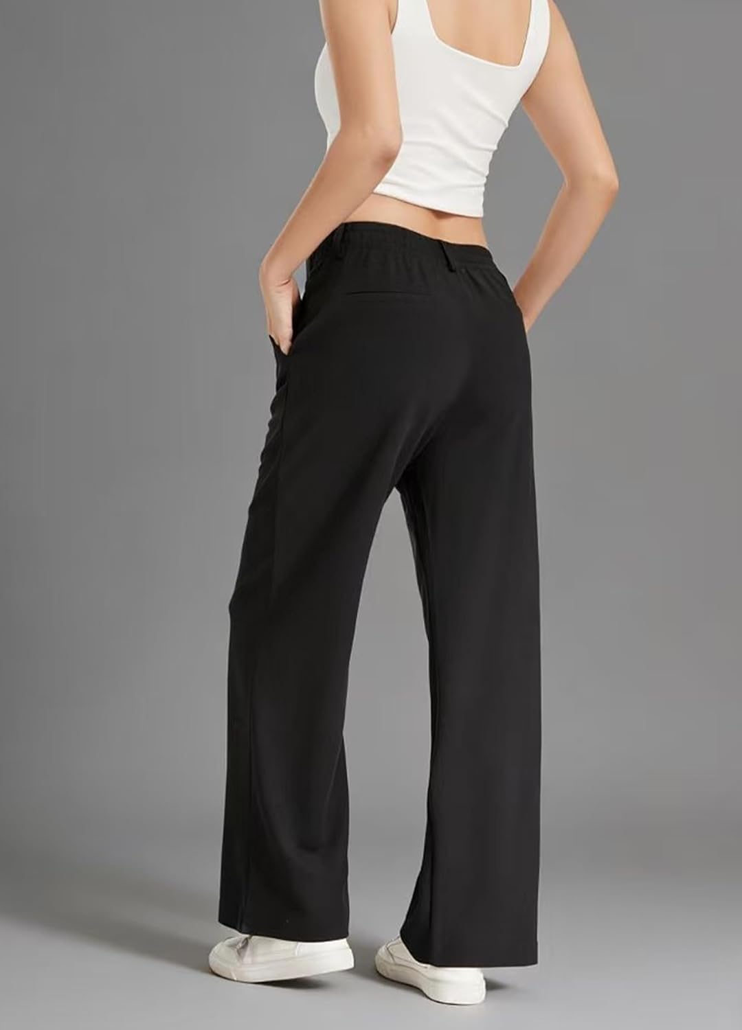 Wide Leg Pants Woman Stretchy Work Dress Women Pull on Business Slacks Trousers 28