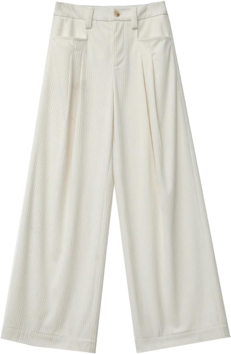 Women's Pants Retro Pleated Corduroy High Waisted Straight Leg Ladies Trousers Autumn Winter Women's Pants Retro Pleated Corduroy High Waisted Straight Leg Ladies Trousers Autumn Winter