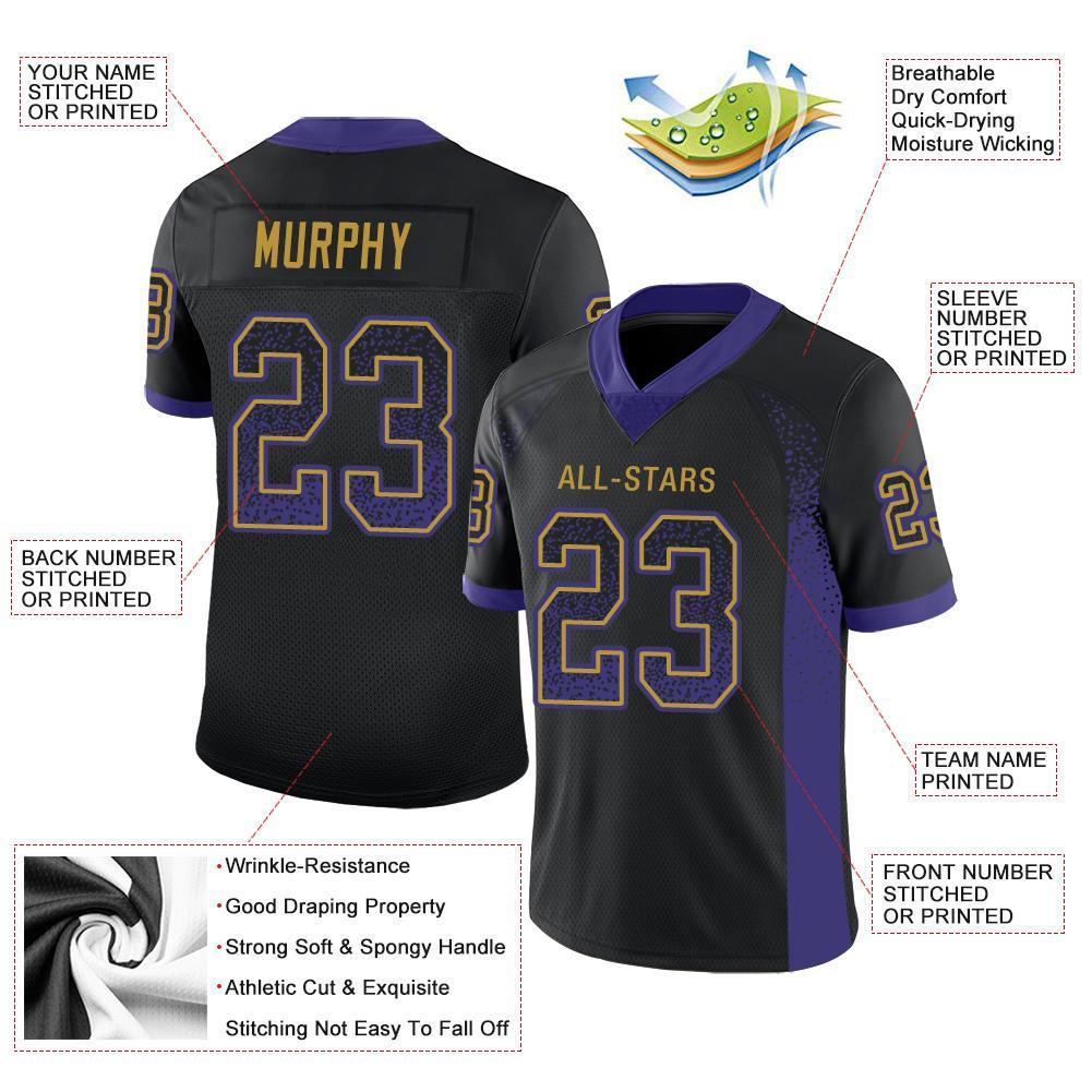 Custom Purple-Old Gold Drift Fashion Mesh Authentic Football Jersey