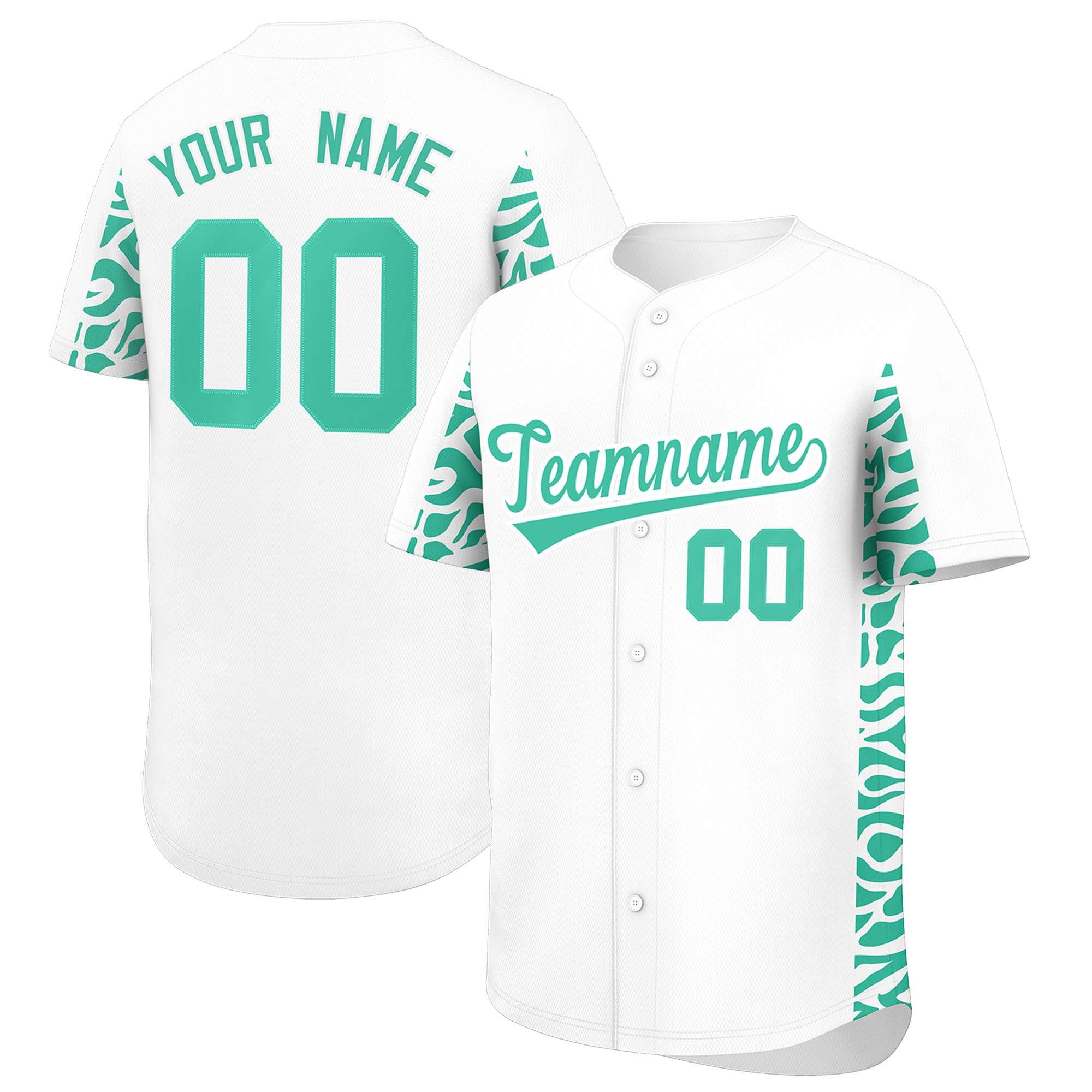 Benutzerdefiniertes, leuchtend grünes, personalisiertes Leoparden-Graffiti-Muster auf der Seite, authentisches Baseball-Trikot Benutzerdefiniertes, leuchtend grünes, personalisiertes Leoparden-Graffiti-Muster auf der Seite, authentisches Baseball-Trikot