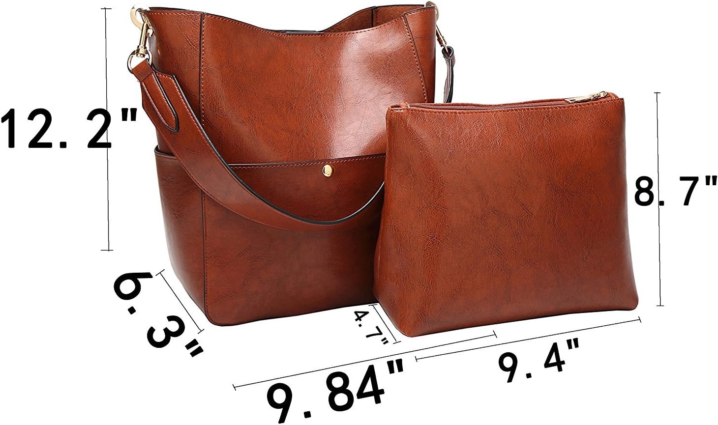 Women's PU Leather Hobo Tote Bag Brown