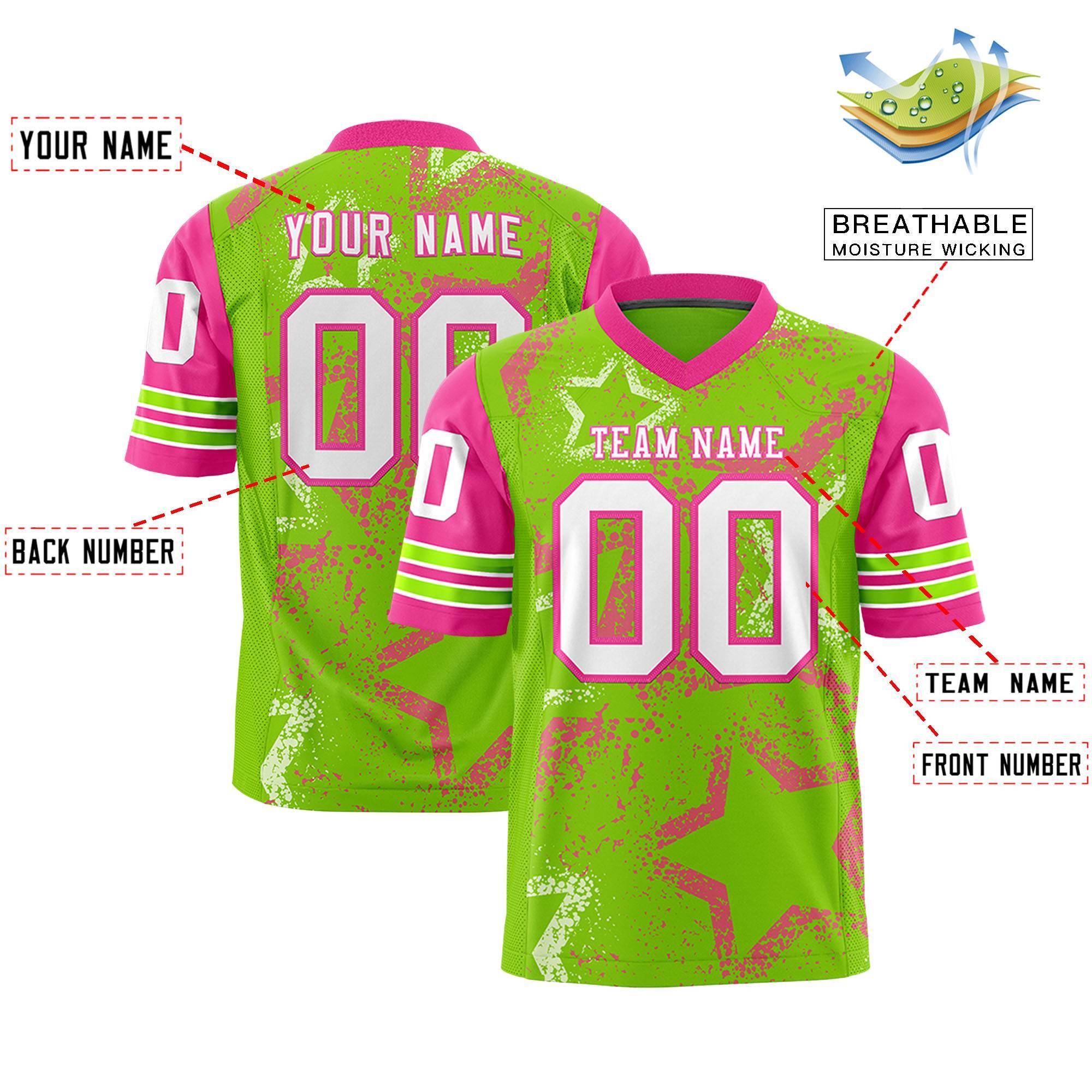 Individuell personalisiertes, authentisches Fußballtrikot mit Sternmuster-Design Individuell personalisiertes, authentisches Fußballtrikot mit Sternmuster-Design