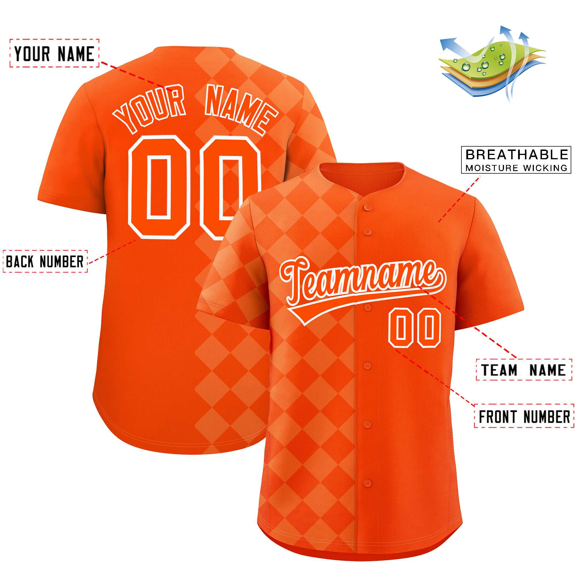 Authentisches Baseball-Trikot im individuellen Rhombus-Design