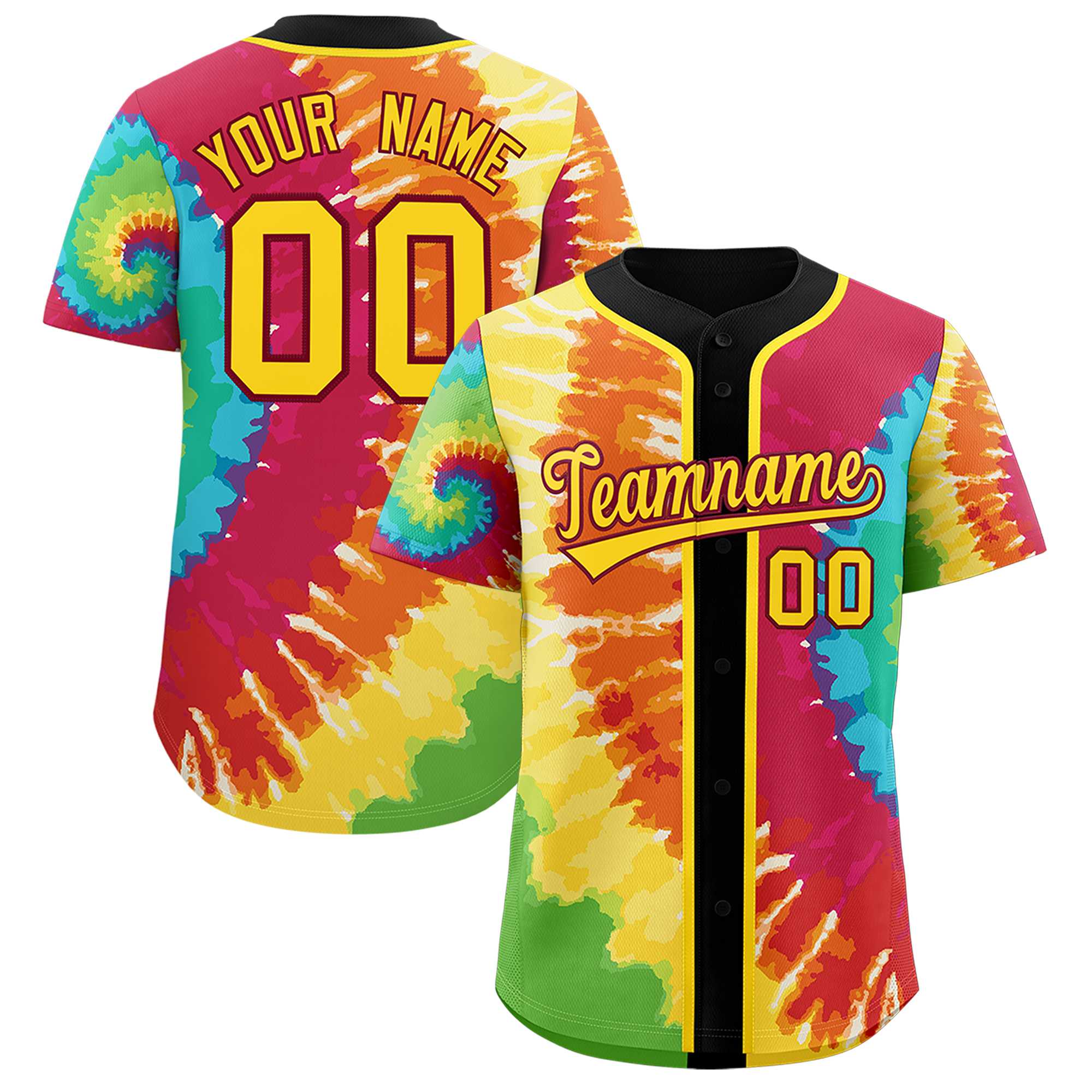 Authentisches Baseball-Trikot mit individuellem Tie-Dye-Graffiti-Muster Authentisches Baseball-Trikot mit individuellem Tie-Dye-Graffiti-Muster