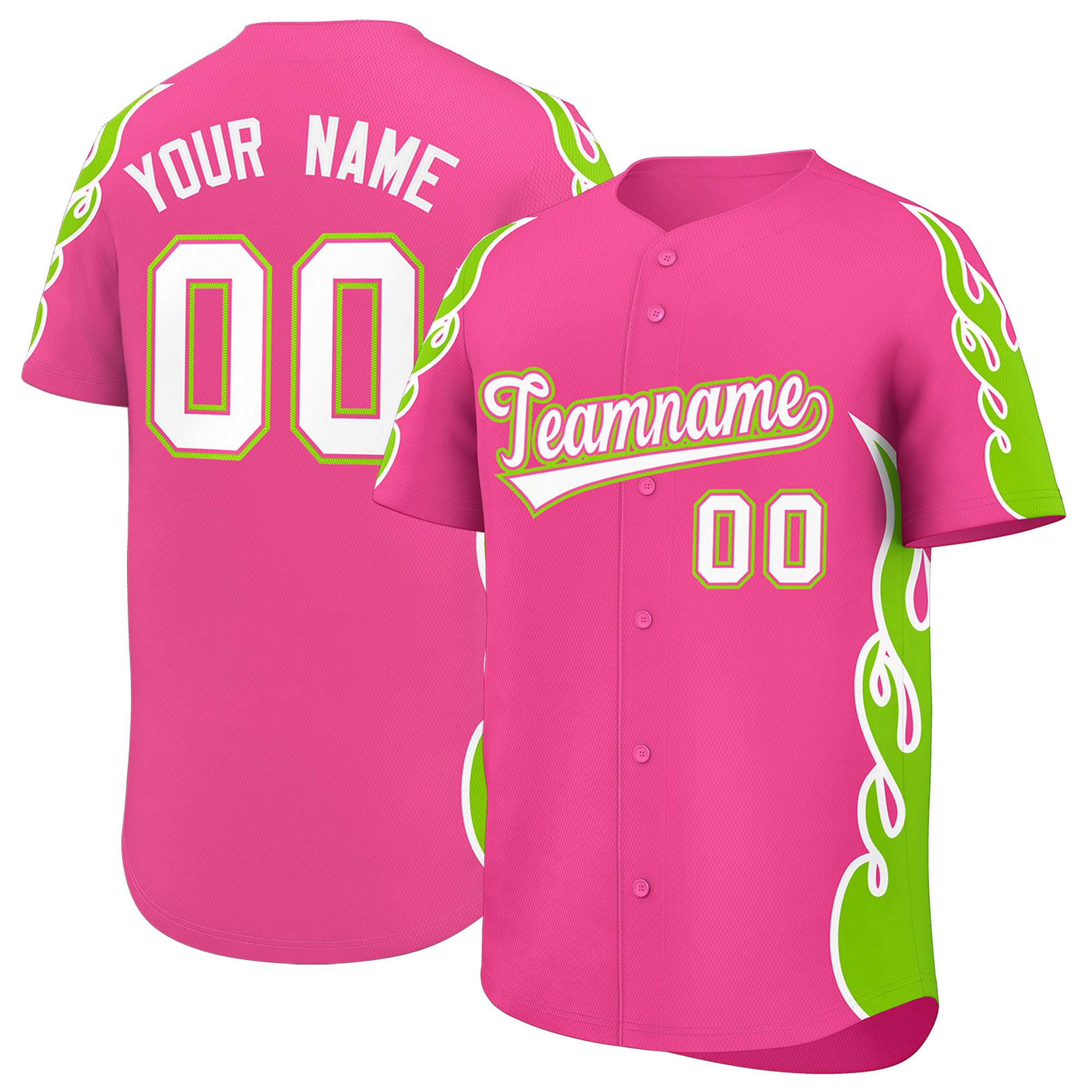Benutzerdefiniertes Baseball-Trikot mit Seitenflammen-Umrissmuster für Sportuniformen
