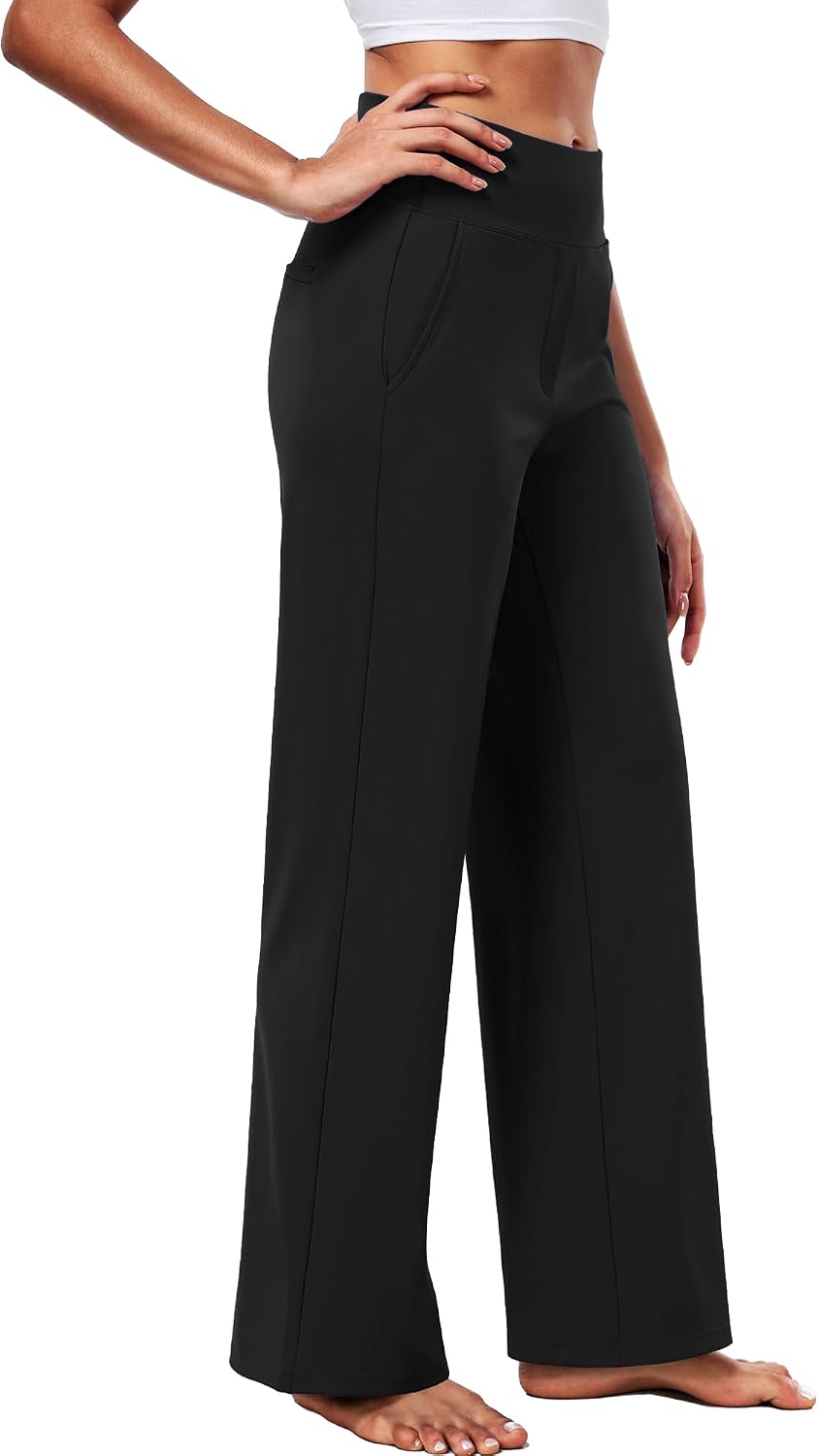 Women's High Waist Wide Leg Yoga Pants with Pockets