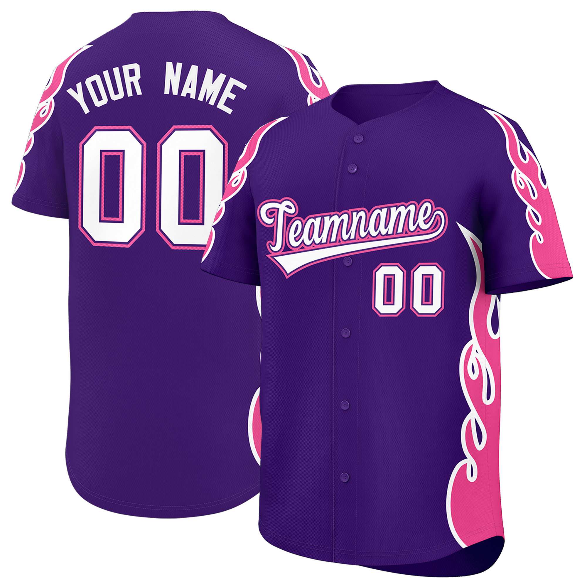 Benutzerdefiniertes Baseball-Trikot mit Seitenflammen-Umrissmuster für Sportuniformen