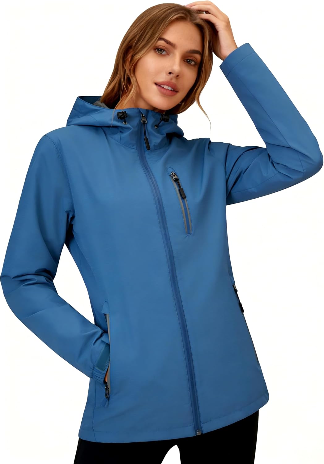 Women's Hooded Softshell Rain Jacket Waterproof Blue
