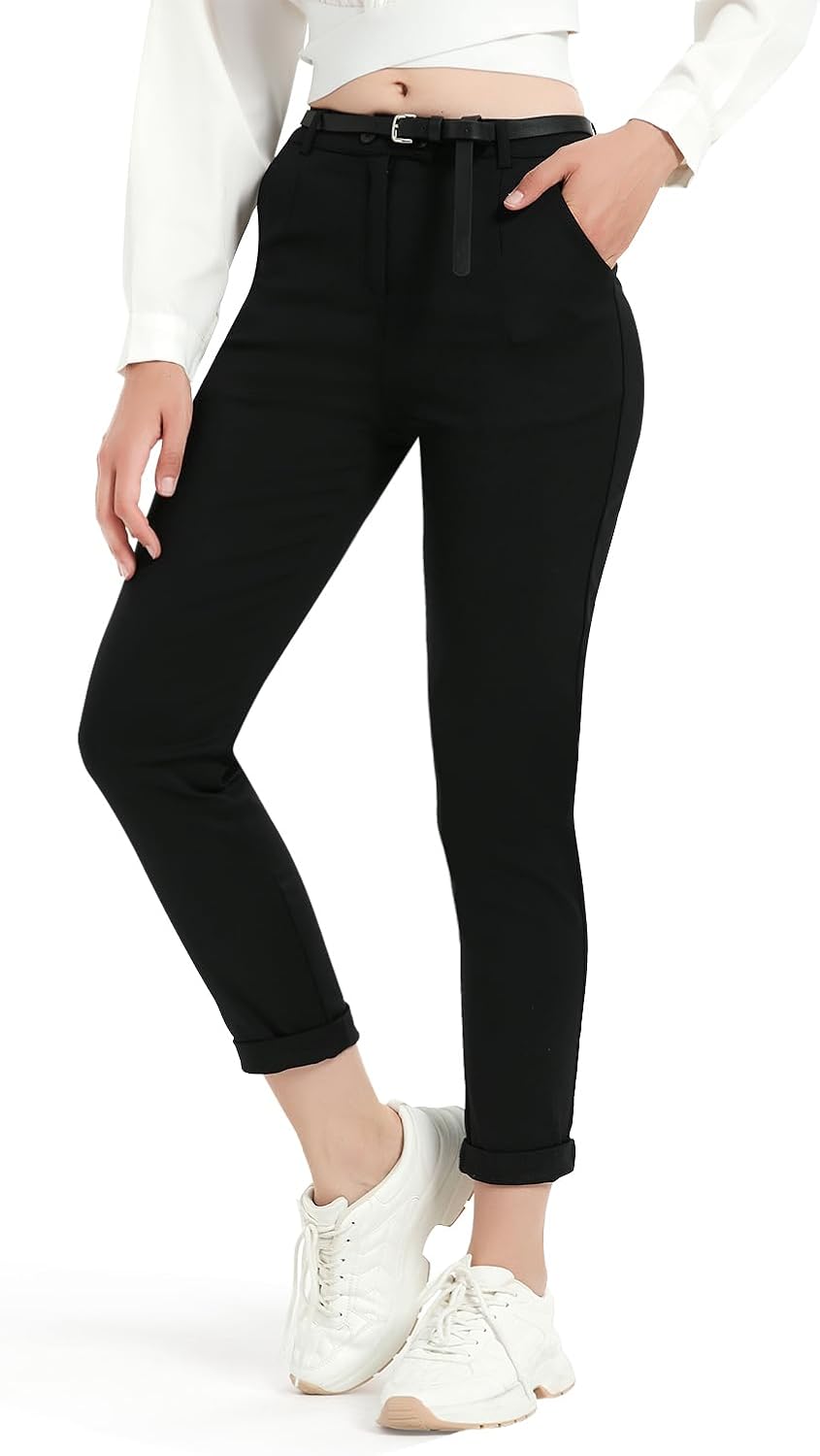 Womens Dress Pants High Waisted Straight Leg Cotton Business Casual Office Work Slacks for Women
