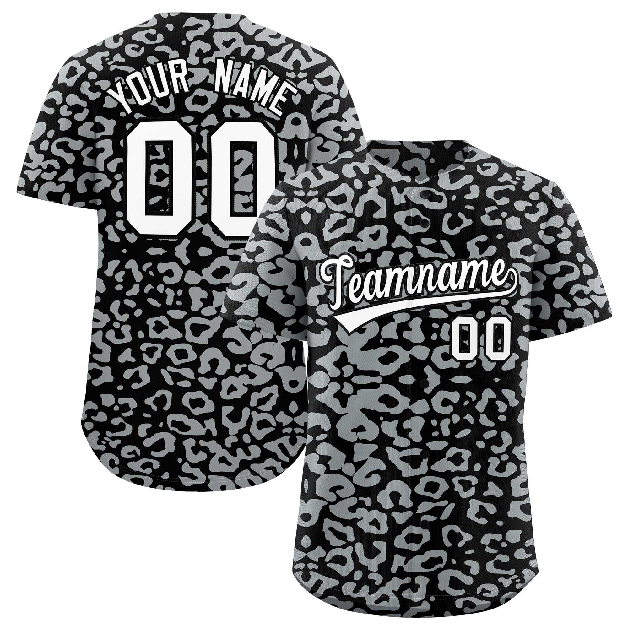 Authentisches Baseball-Trikot mit individuell gestaltetem Leopardenmuster