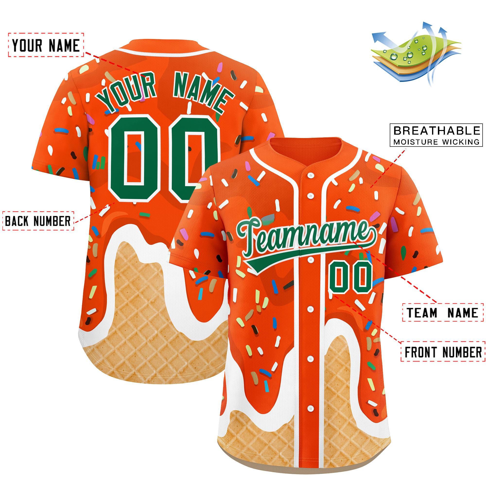 Benutzerdefiniertes Eistüte-Graffiti-Muster, modisches, authentisches Baseball-Trikot Benutzerdefiniertes Eistüte-Graffiti-Muster, modisches, authentisches Baseball-Trikot