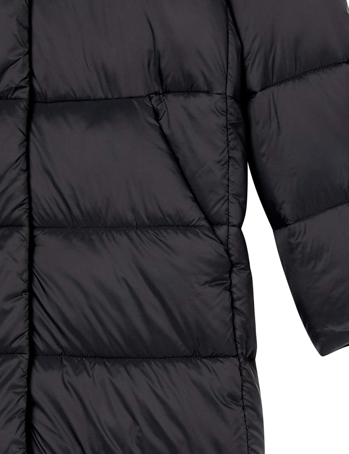 Women's Long Quilted Puffer Coat Snap Front Black