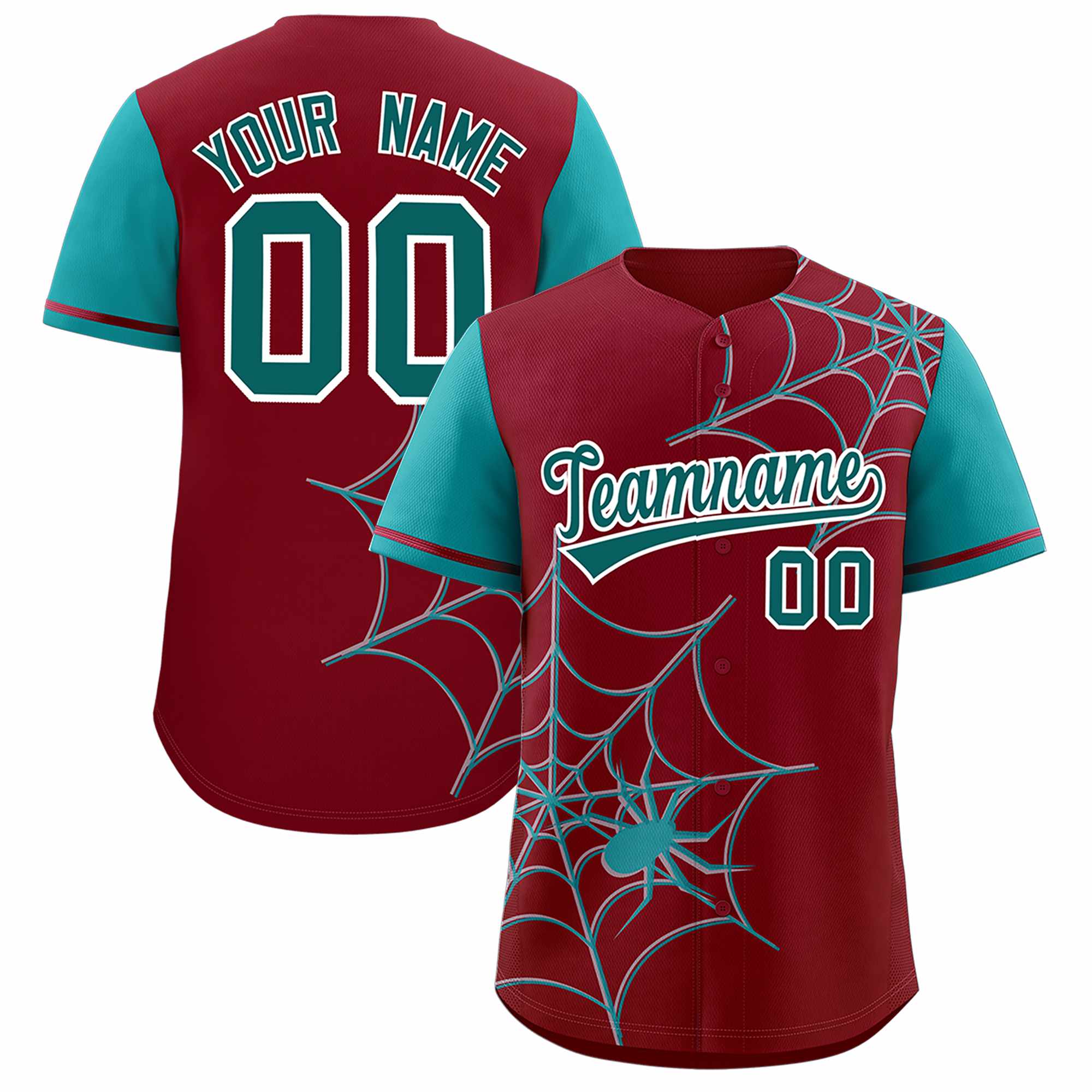 Benutzerdefiniertes Spinnennetz-Muster, Raglanärmel, authentisches Baseball-Trikot