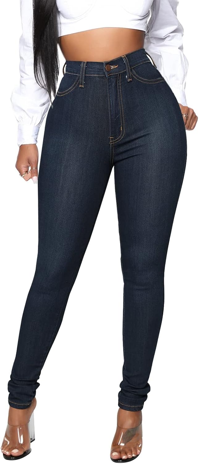 Womens Classic High Waisted Skinny Stretch Butt Lifting Jeans Slim Fit Denim Pants