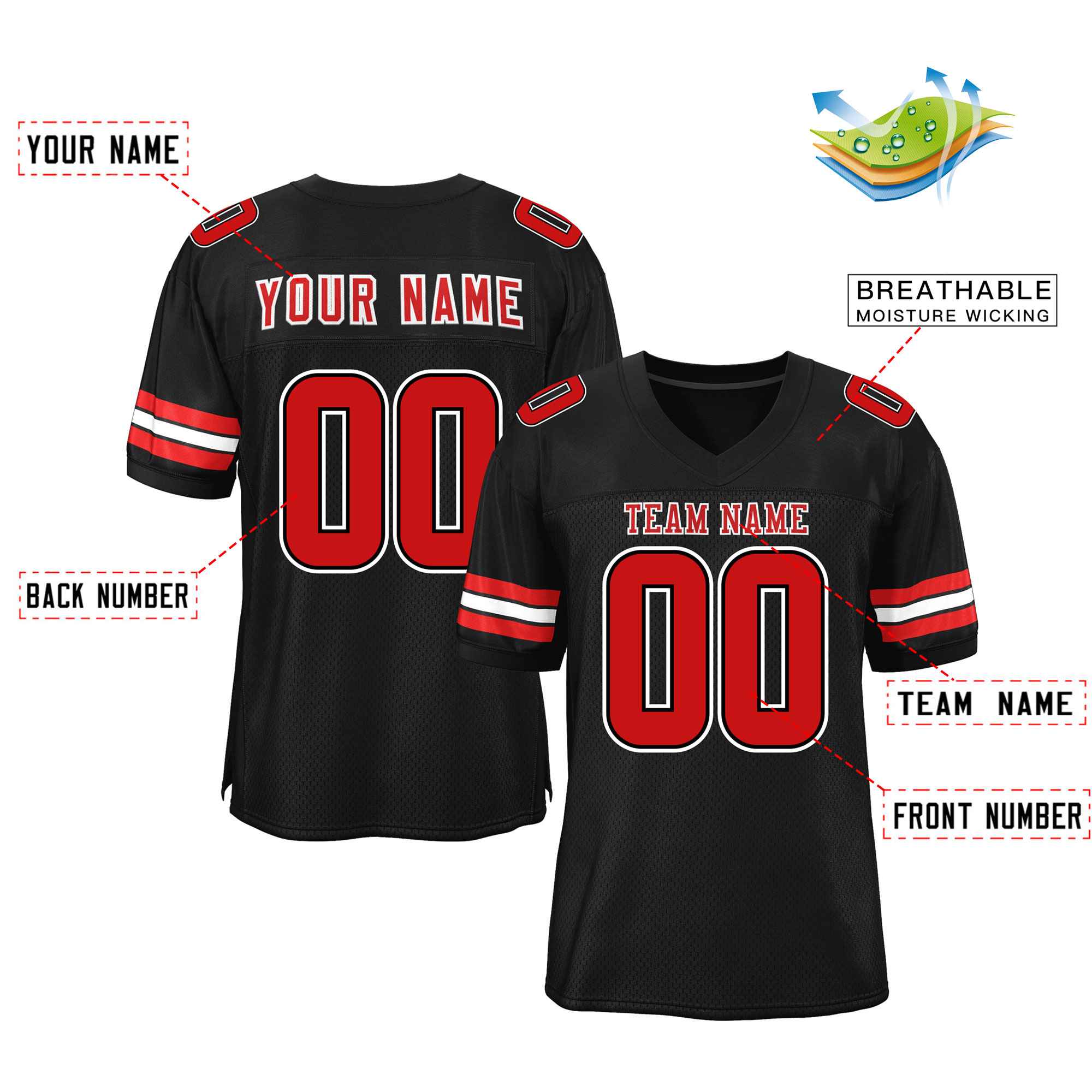 Maßgeschneidertes authentisches Mesh-Fußballtrikot im klassischen Stil