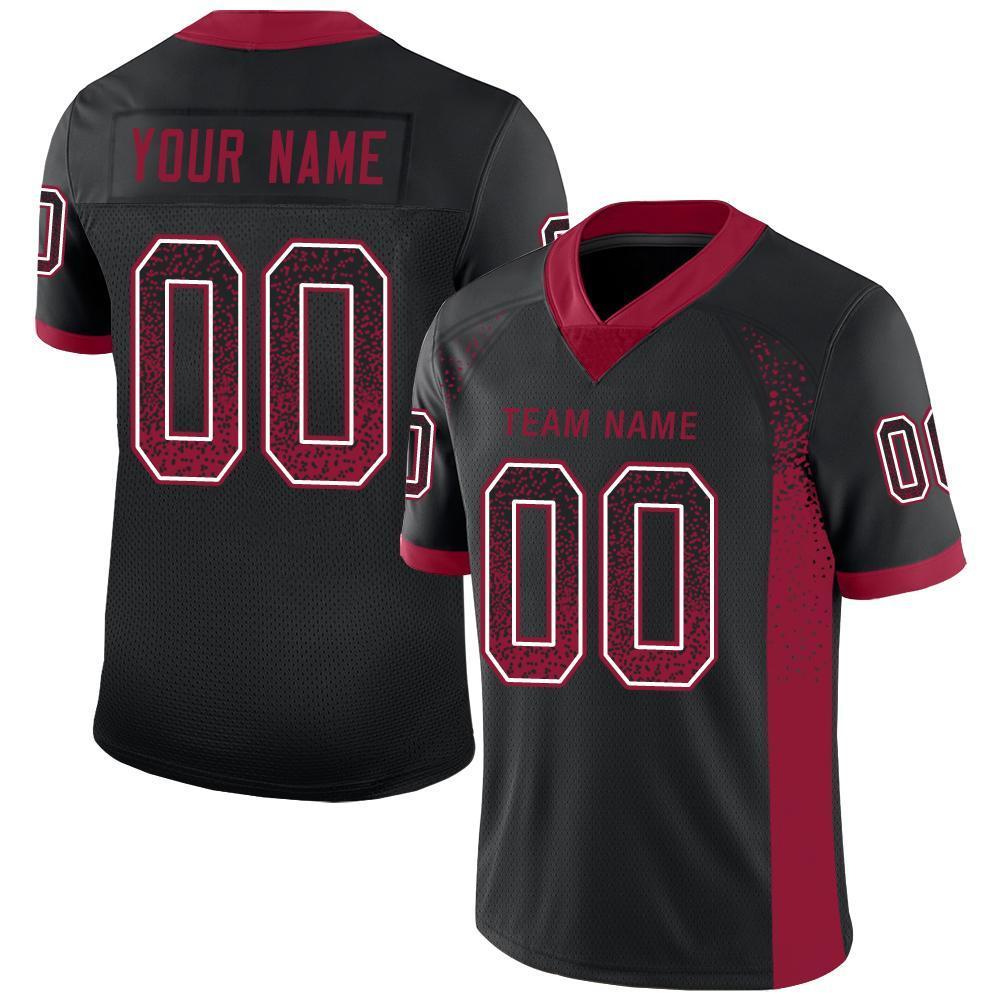 Benutzerdefiniertes, authentisches Drift Fashion Mesh-Fußballtrikot in Schwarz, Kardinal-Weiß