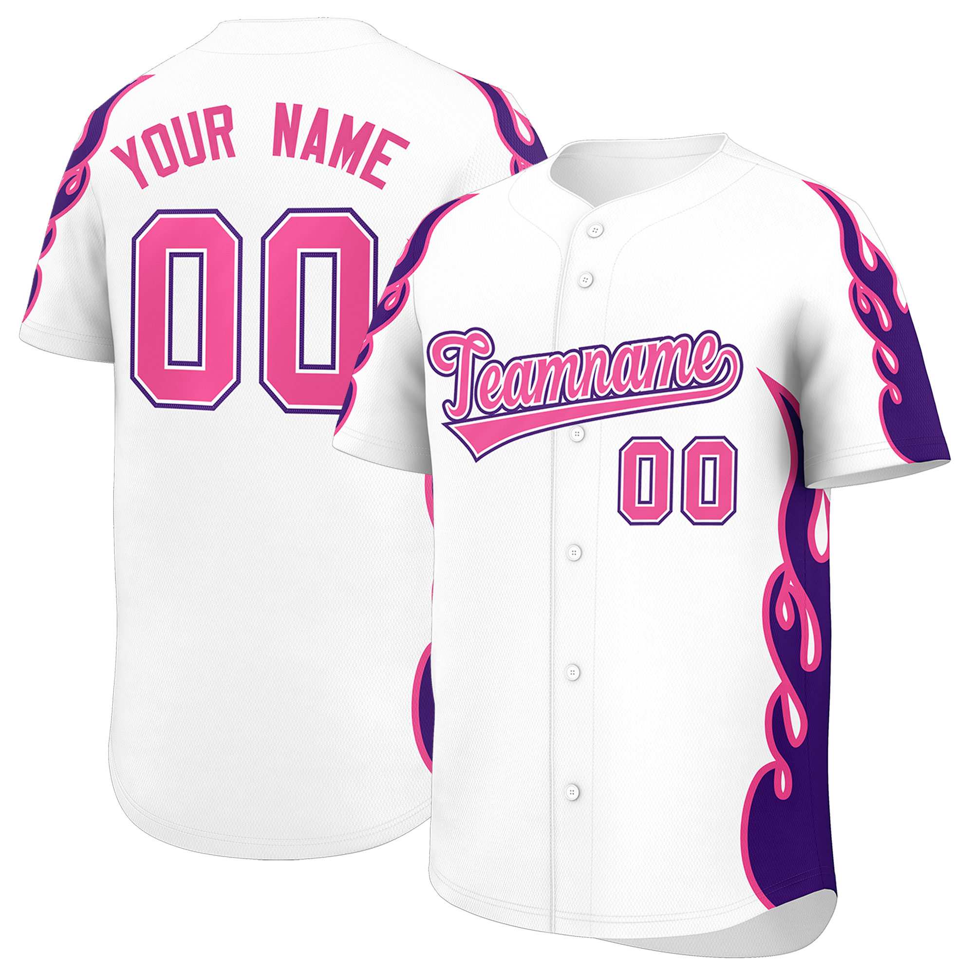 Benutzerdefiniertes Baseball-Trikot mit Seitenflammen-Umrissmuster für Sportuniformen