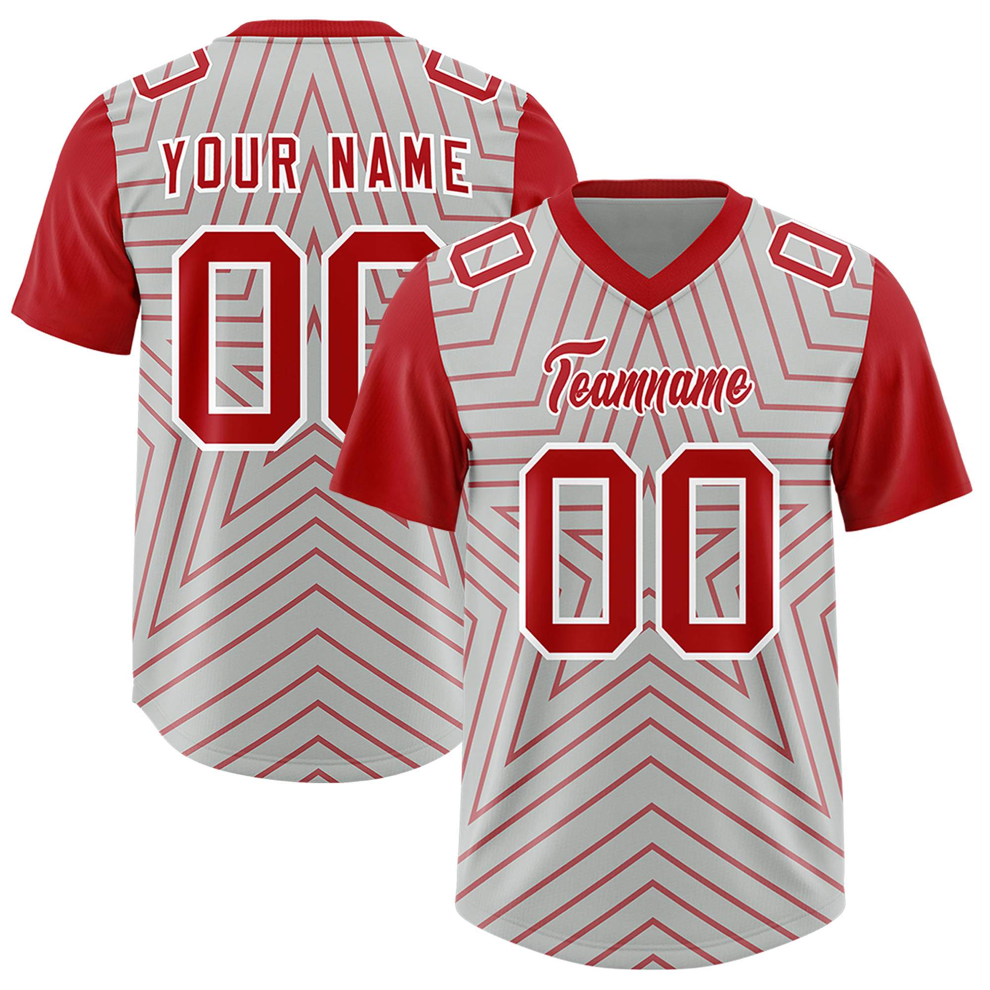 Individuell personalisiertes, authentisches Fußballtrikot mit Raglanärmeln und Sternenmuster