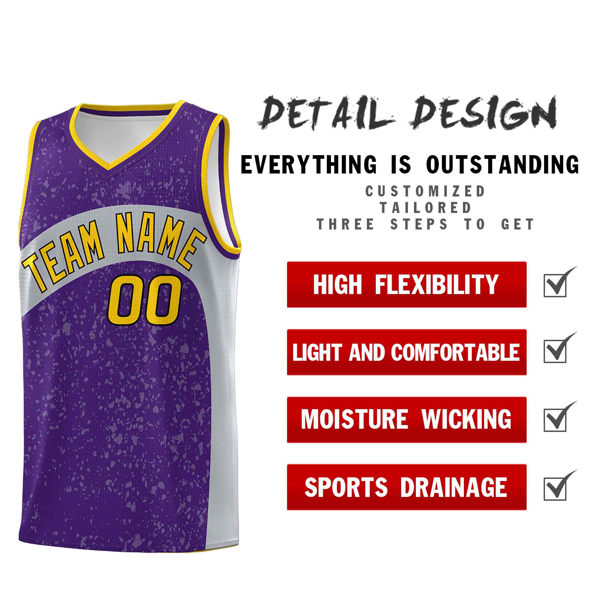 Benutzerdefiniertes Punkt-Graffiti-Muster, unregelmäßige Teamnamen, Sportuniform-Basketballtrikot