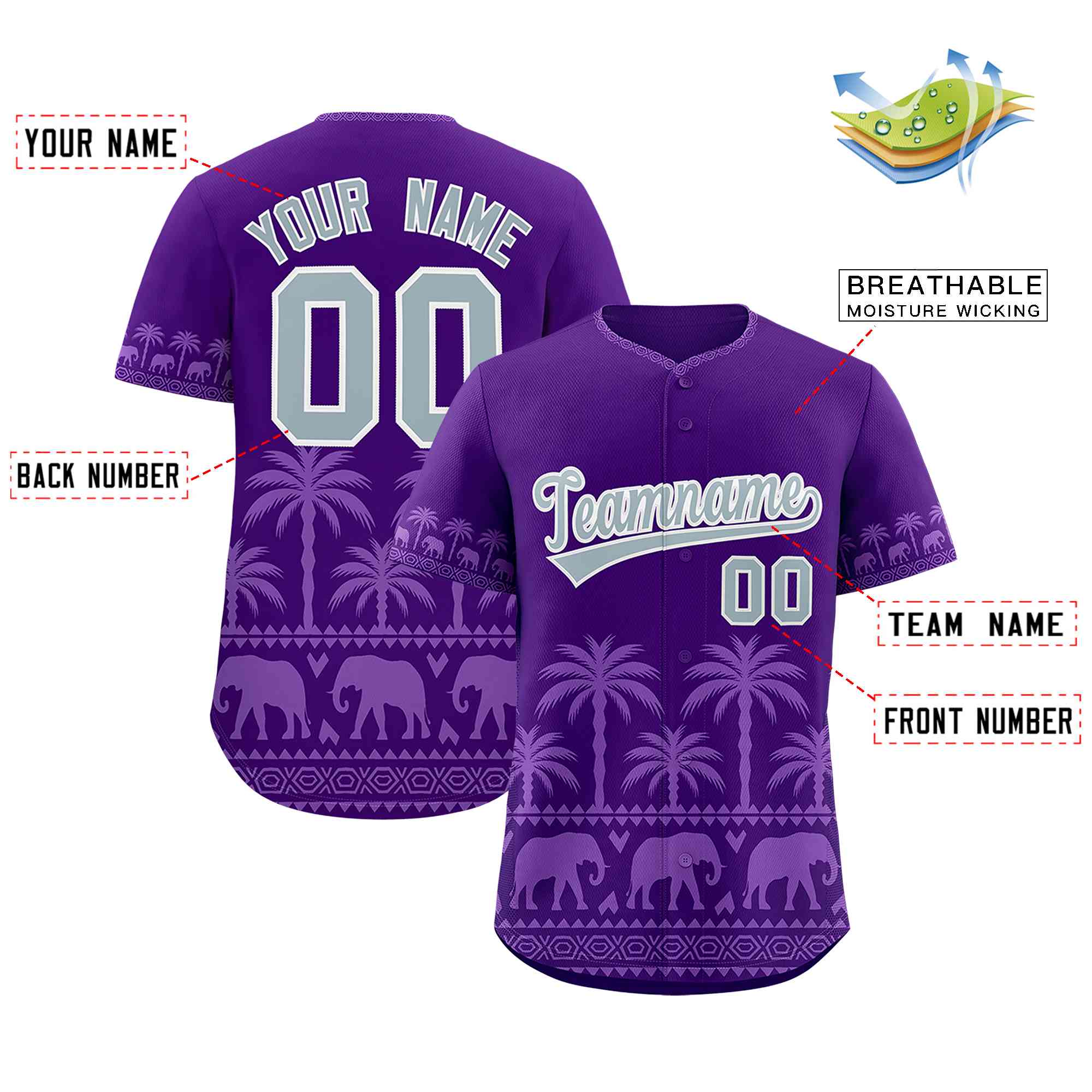 Benutzerdefiniertes lila hellviolettes Graffiti-Muster, personalisiertes, authentisches Baseball-Trikot im Bossinia-Stil