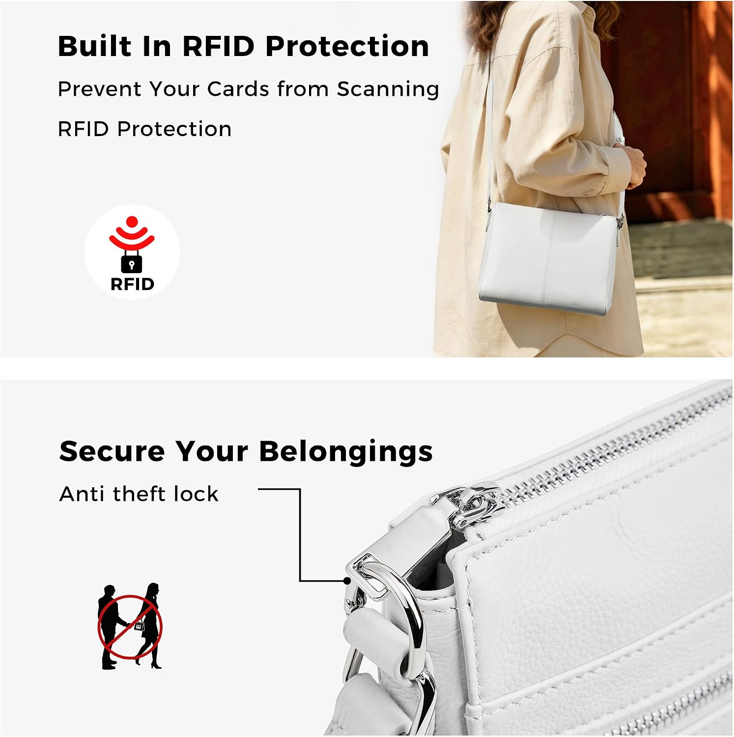 Women's Genuine Leather Crossbody Purse with RFID Wallet