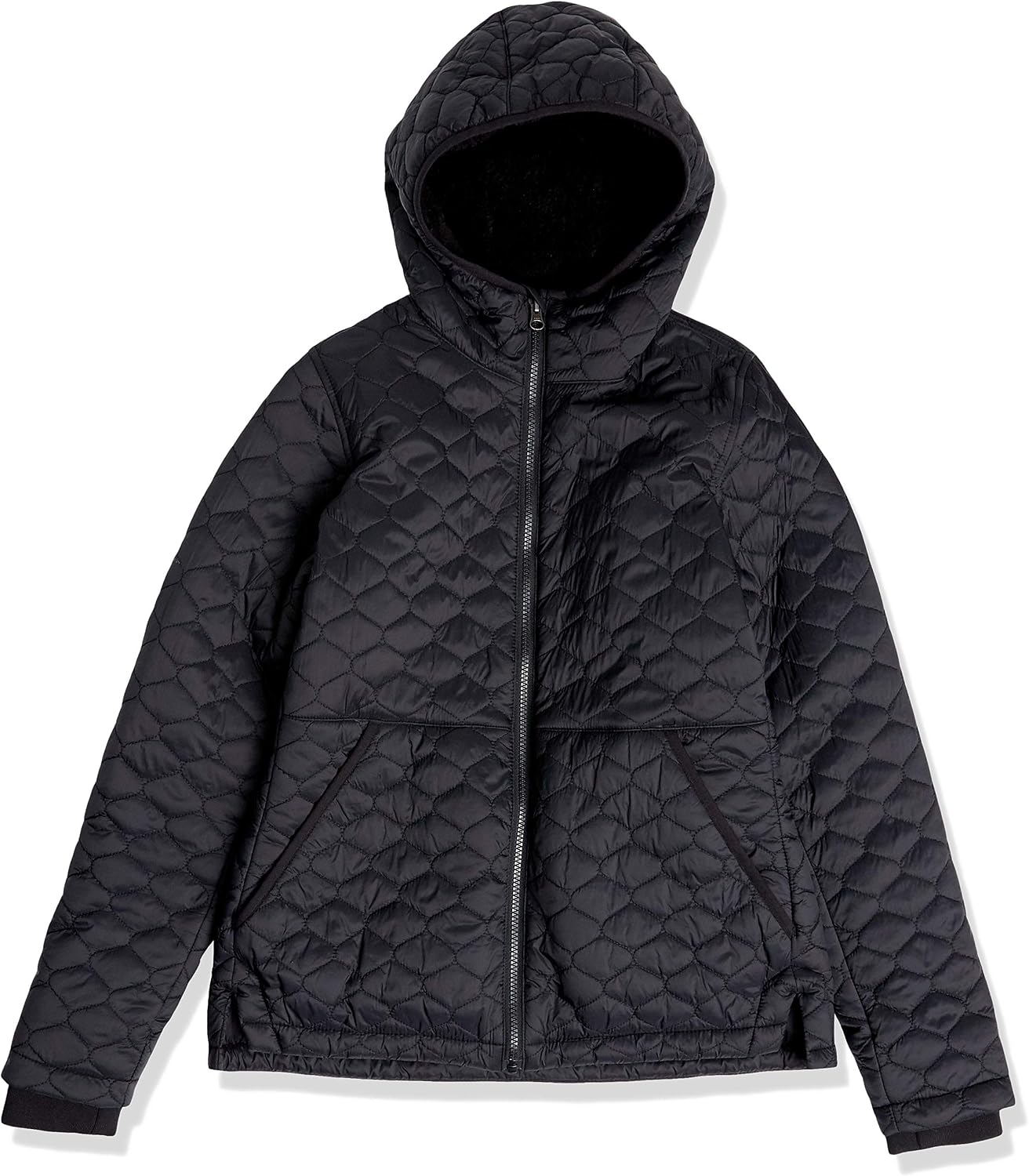 Women's Quilted Hooded Puffer Jacket Sherpa Lined Black Women's Quilted Hooded Puffer Jacket Sherpa Lined Black
