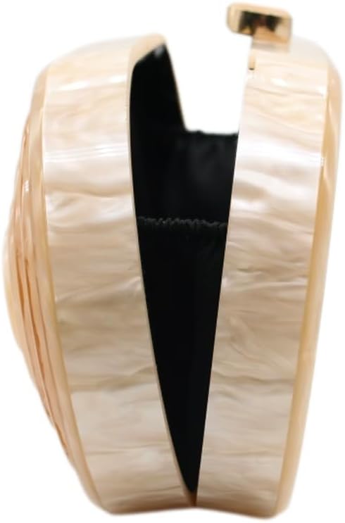 Women's Beige Acrylic Shell Clutch with Gold Chain
