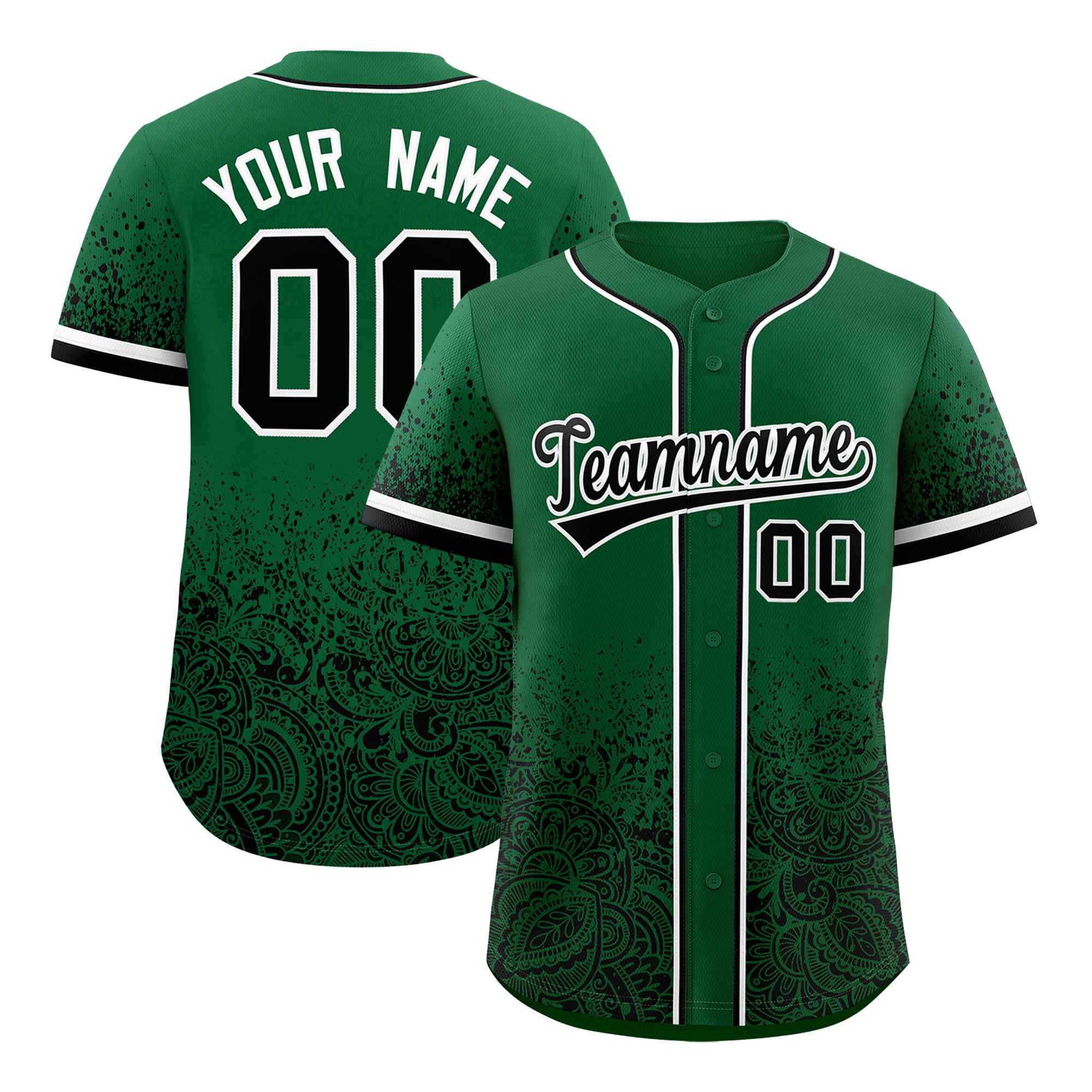 Benutzerdefiniertes Blumendruckmuster mit durchgehendem Knopf und Farbverlauf, modisches Baseball-Trikot Benutzerdefiniertes Blumendruckmuster mit durchgehendem Knopf und Farbverlauf, modisches Baseball-Trikot