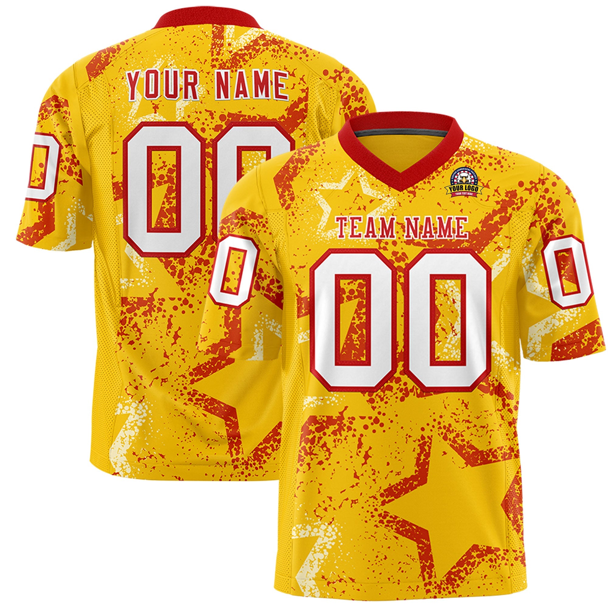 Individuell personalisiertes, authentisches Fußballtrikot mit Stern-Graffiti-Muster