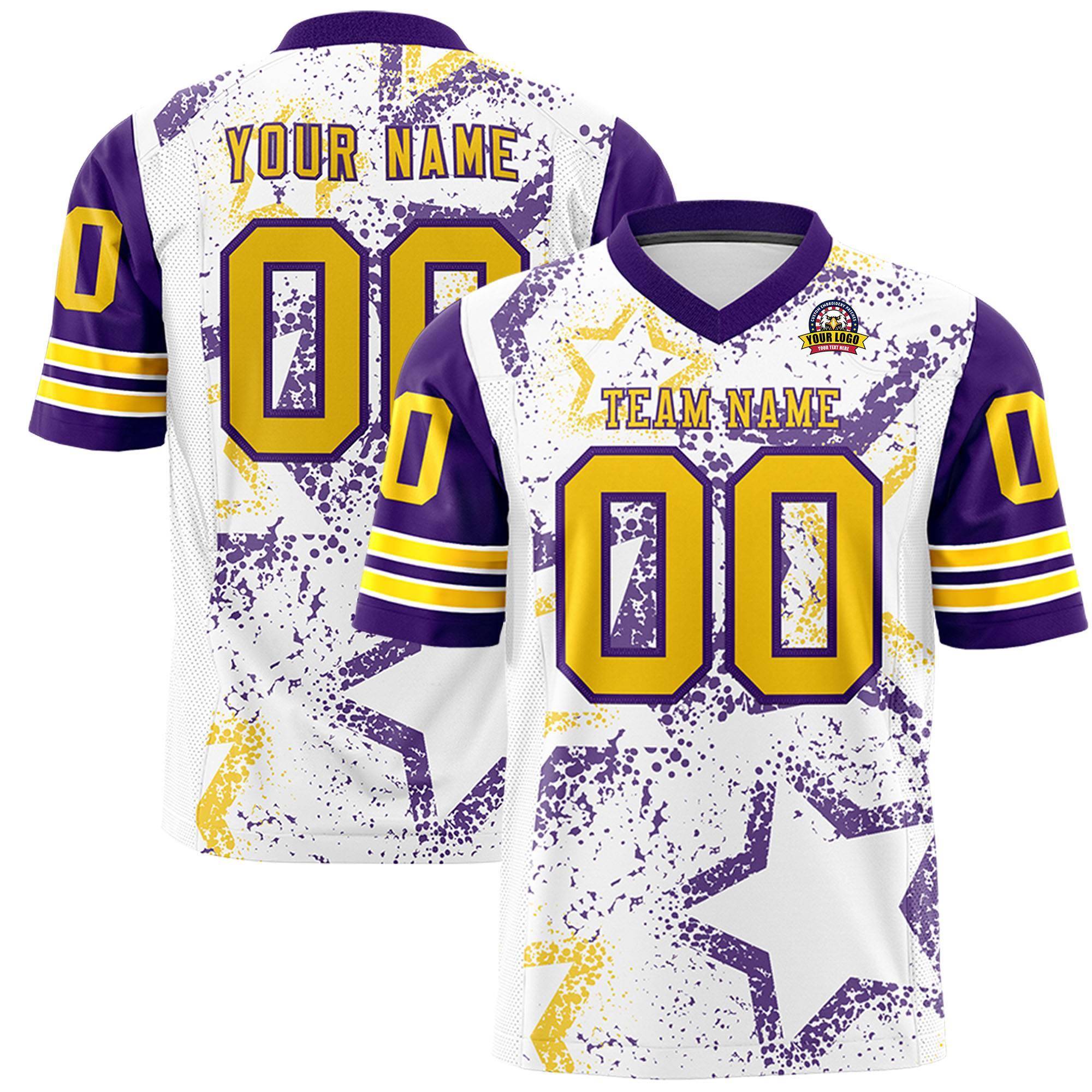 Individuell personalisiertes, authentisches Fußballtrikot mit Sternmuster-Design Individuell personalisiertes, authentisches Fußballtrikot mit Sternmuster-Design