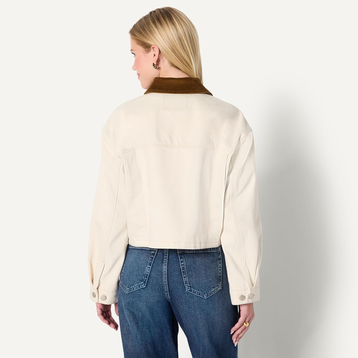 Women's Oversized Cropped Denim Jacket Corduroy Collar