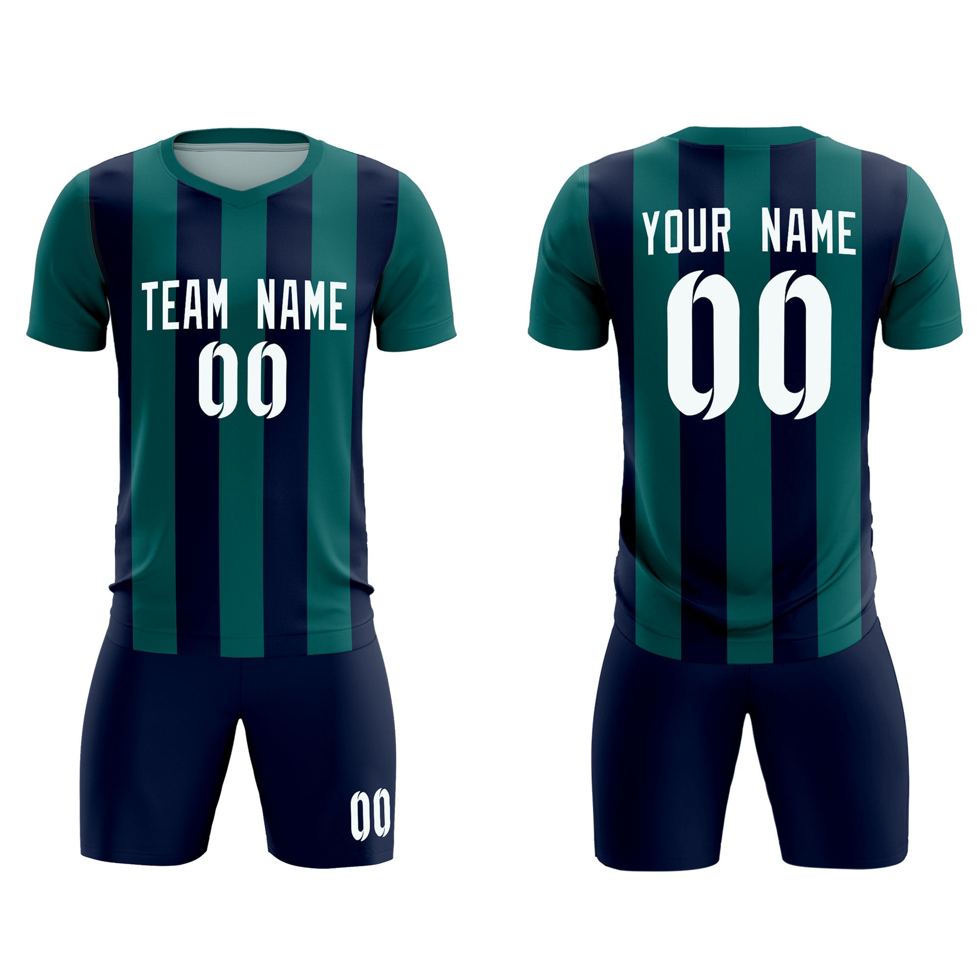 Benutzerdefinierte vertikale Streifen Casual Outdoor-Fußball-Sets-Trikot