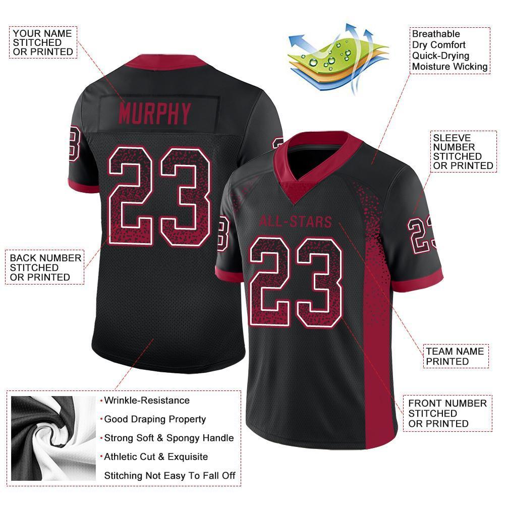 Custom Black Cardinal-White Drift Fashion Mesh Authentic Football Jersey Custom Black Cardinal-White Drift Fashion Mesh Authentic Football Jersey