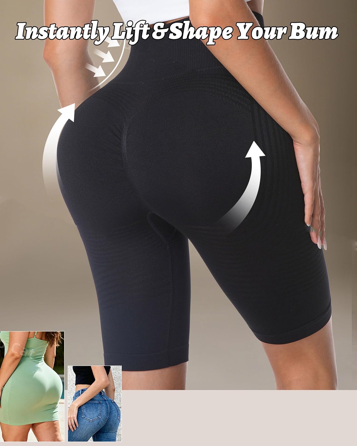 Women's High Waist Compression Biker Shorts Tummy Control