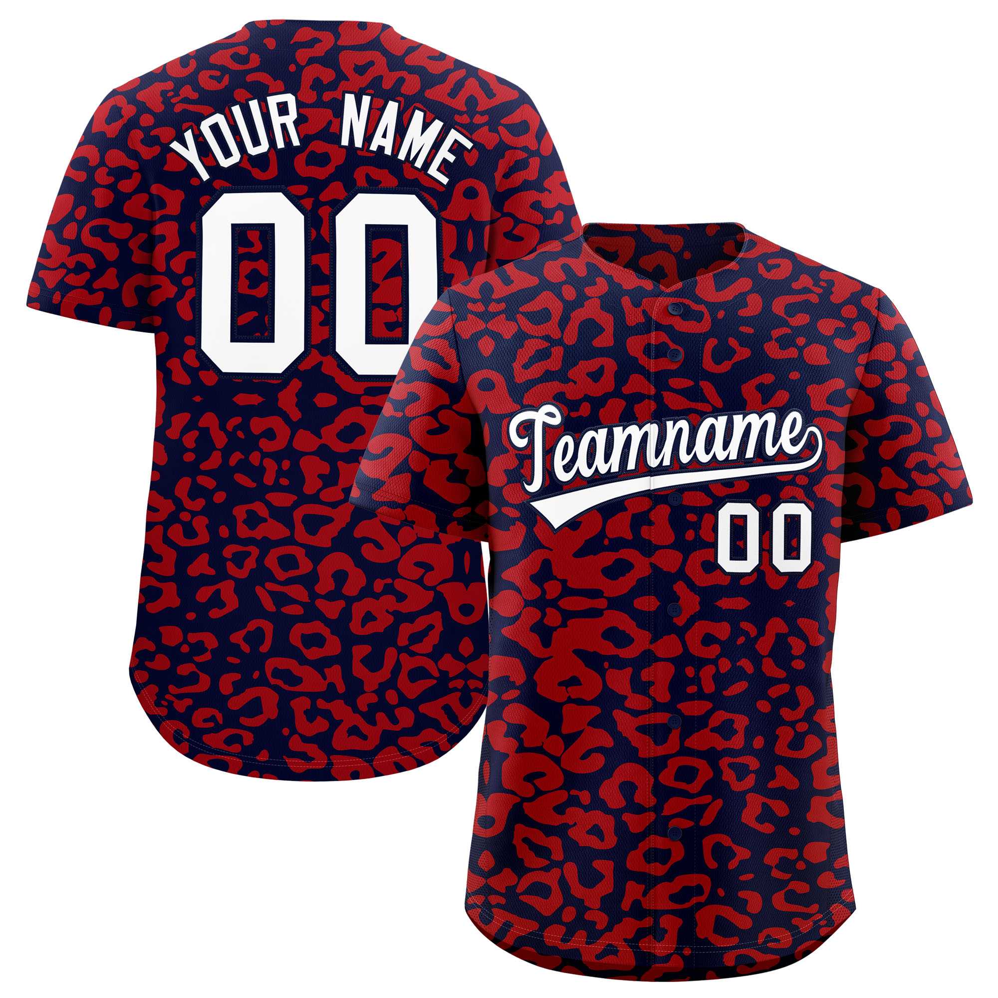 Authentisches Baseball-Trikot mit individuell gestaltetem Leopardenmuster