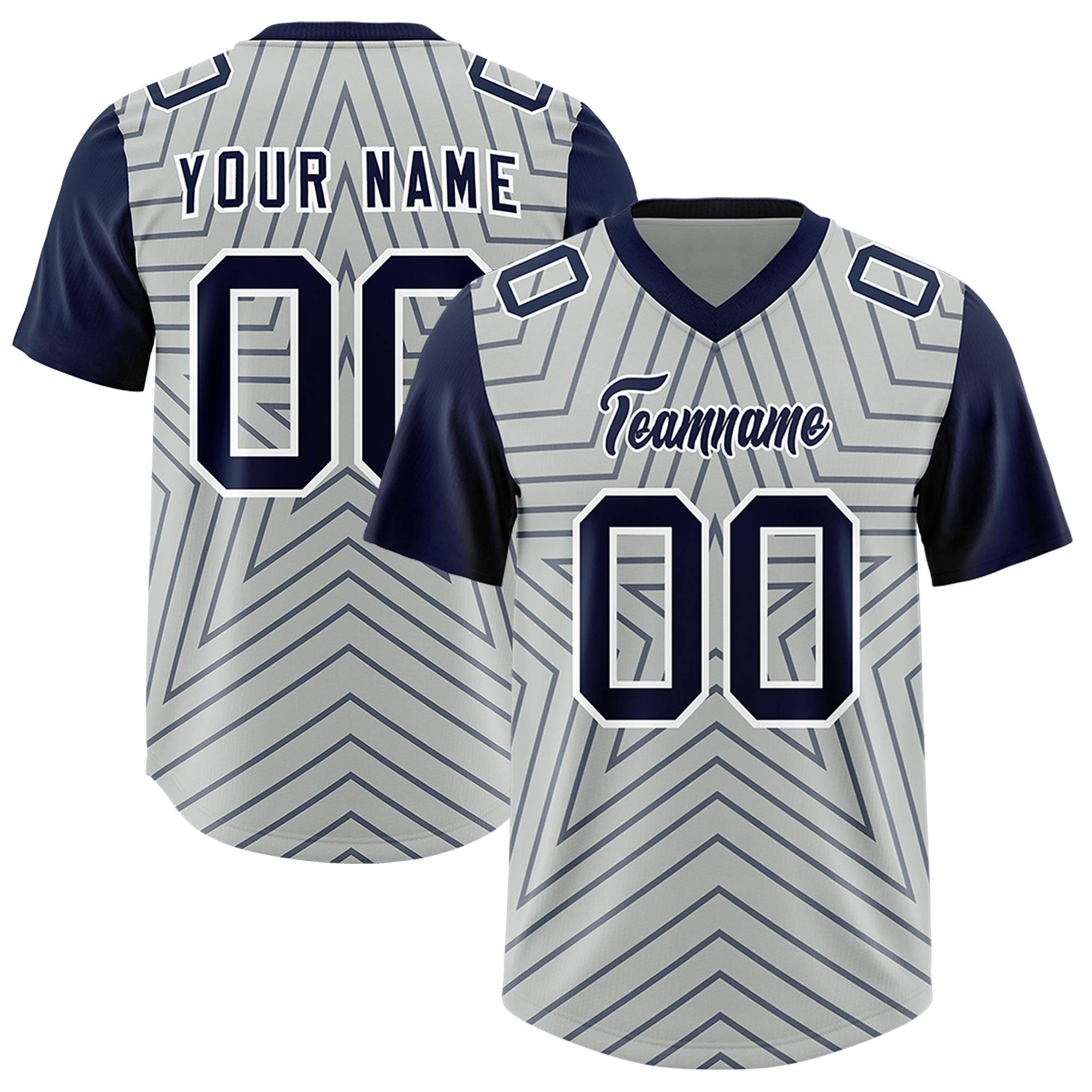 Individuell personalisiertes, authentisches Fußballtrikot mit Raglanärmeln und Sternenmuster