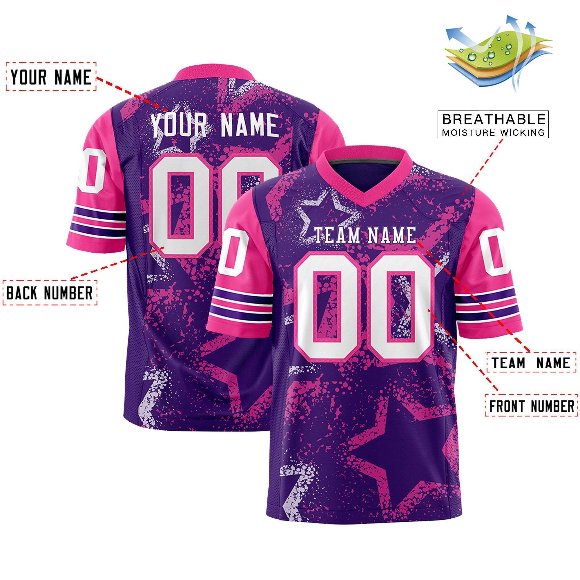 Individuell personalisiertes, authentisches Fußballtrikot mit Sternmuster-Design Individuell personalisiertes, authentisches Fußballtrikot mit Sternmuster-Design