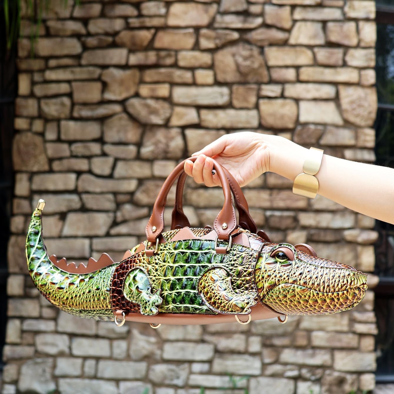 Women's Novelty Crocodile Shape Top Handle Handbag Green Women's Novelty Crocodile Shape Top Handle Handbag Green
