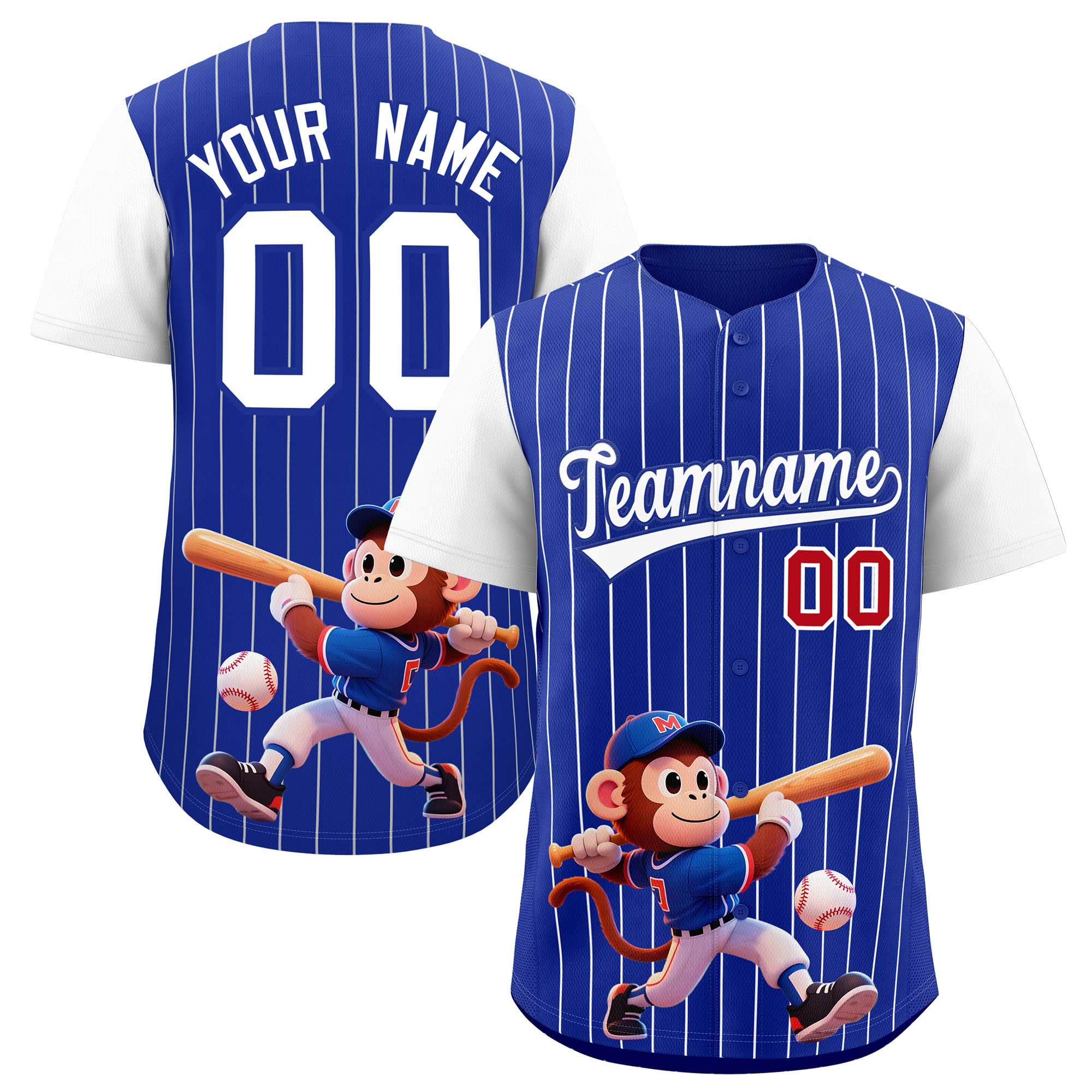 Authentisches Baseball-Trikot mit individuellem Streifen-Tiere-Graffiti-Muster, Raglanärmeln Authentisches Baseball-Trikot mit individuellem Streifen-Tiere-Graffiti-Muster, Raglanärmeln