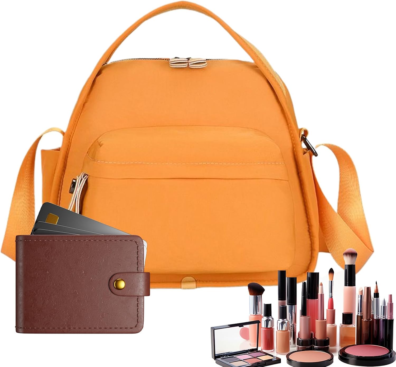 Women's Orange Casual Shoulder Bag with Adjustable Strap