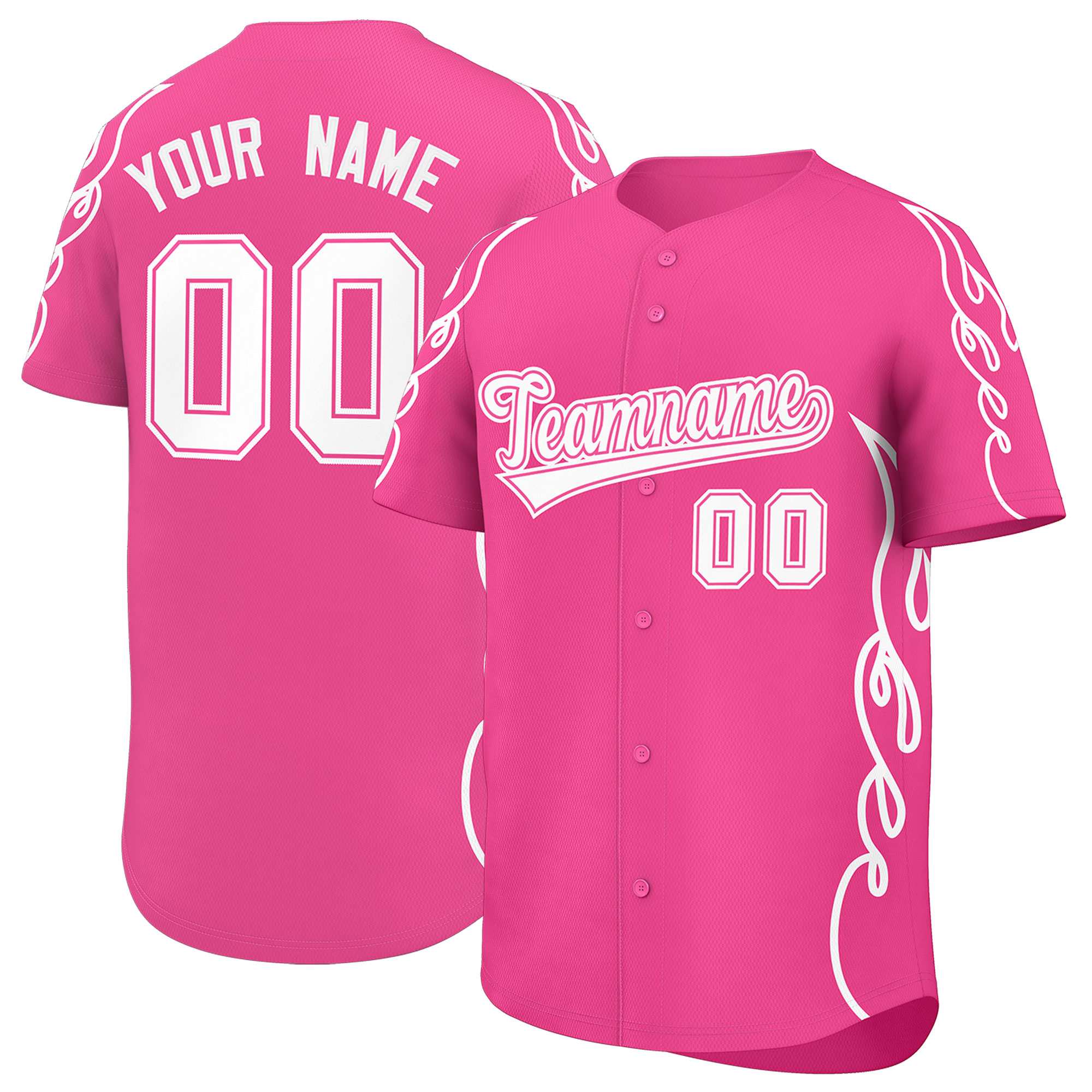 Benutzerdefiniertes Baseball-Trikot mit Seitenflammen-Umrissmuster für Sportuniformen