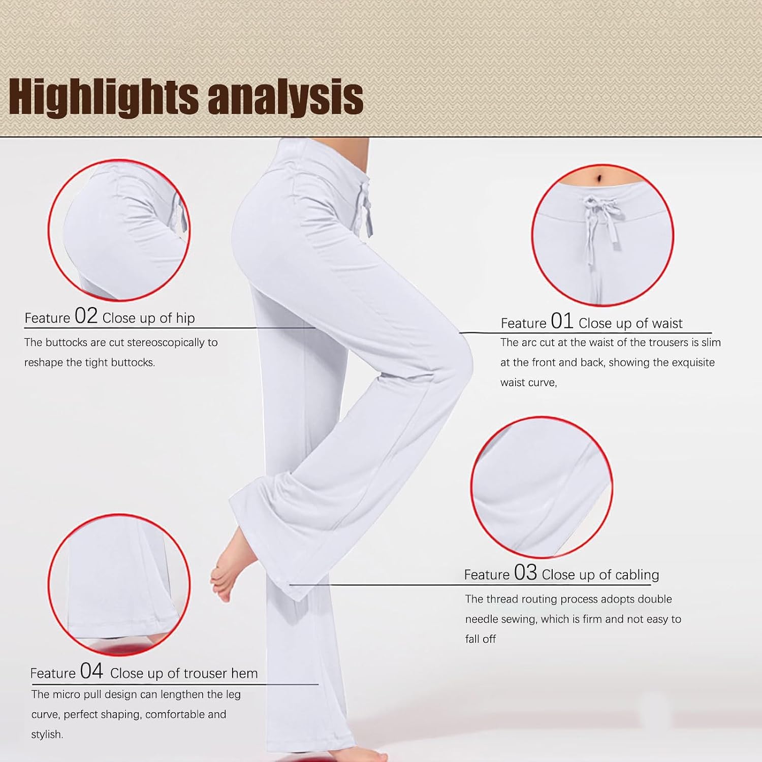 Yoga Pants for Women Drawstring Elastic High Waist Loose Fit Wide Leg Loungewear Pajama