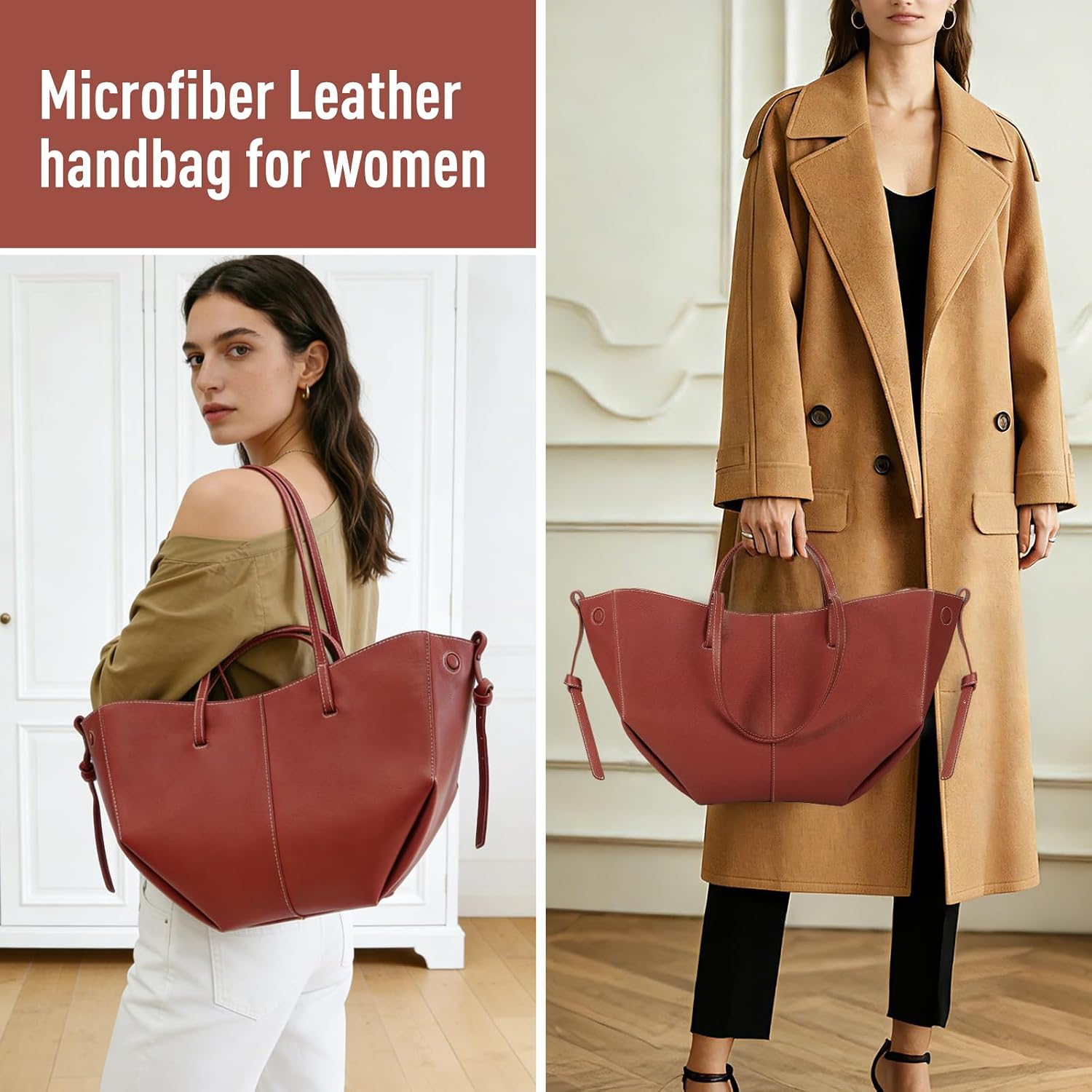 Women's Microfiber Wing Tote Bag Rust Red Women's Microfiber Wing Tote Bag Rust Red