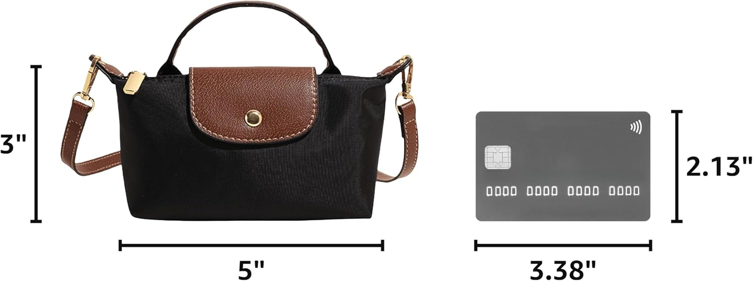 Women's Black Nylon Mini Crossbody Bag Top Handle